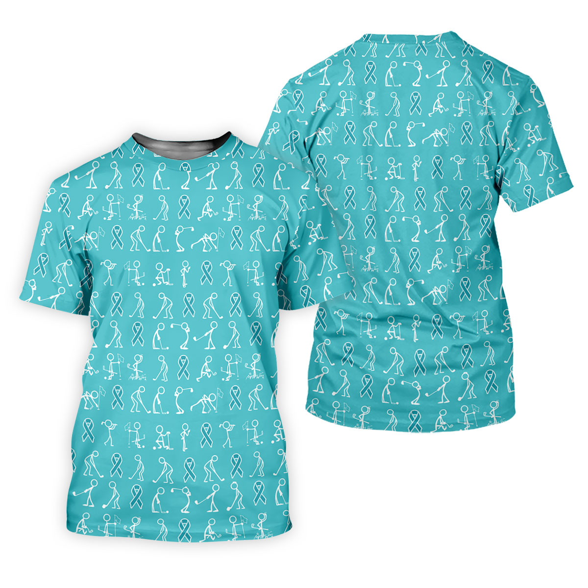 Funny Stick Figure Women's Golf Shirt, Ovarian Cancer Awareness Shirt, Ovarian Cancer Support Shirt, Ladies Golf Shirts