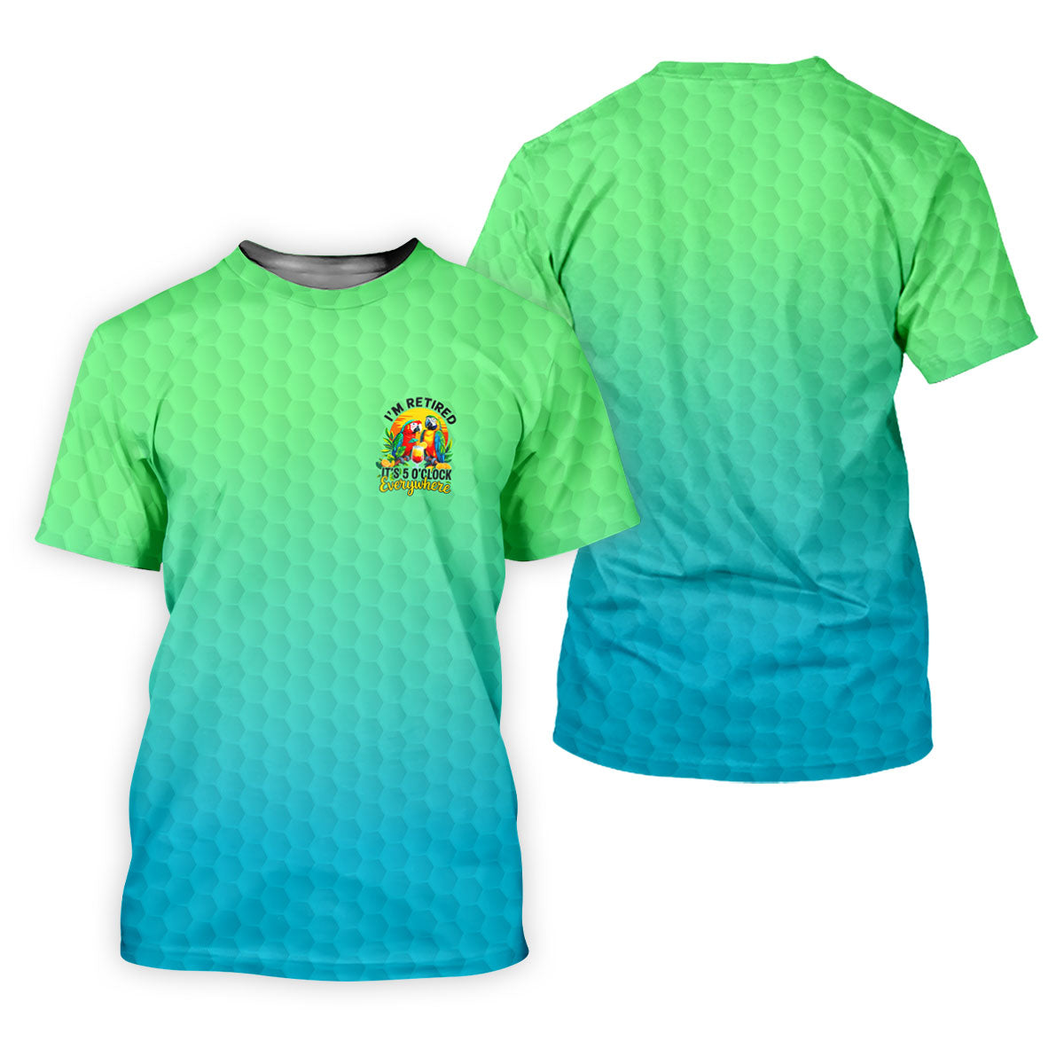 Tropical Retired Parrot Cocktail Golf Polo Shirt, Golf Shirts For Men, Printed Golf Shirts
