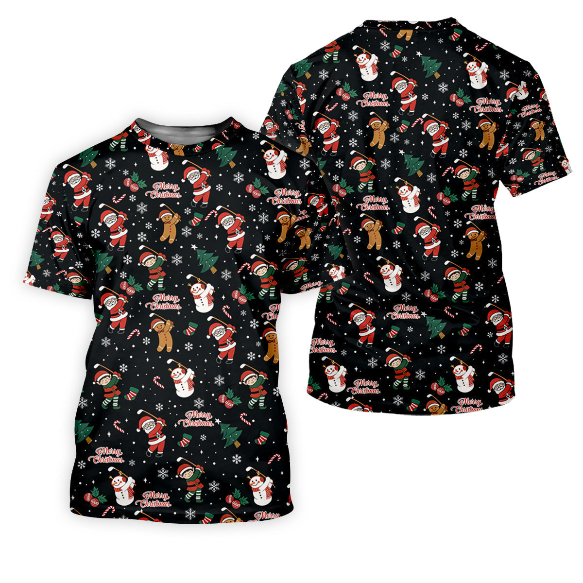 Merry Xmas Santa Gingerbread Snowman Christmas Golf Shirt, Ladies Golf Shirts, Golf Gifts For Women