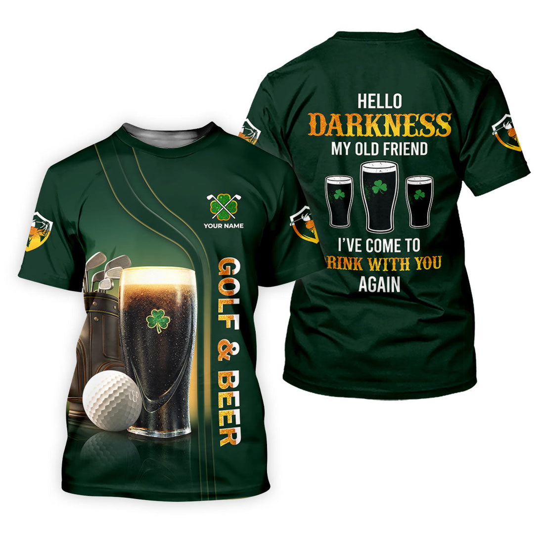 Hello Darkness My Old Friend Golf And Beer St Patrick's Day Green Women's Golf Tops, Ladies Golf Polos