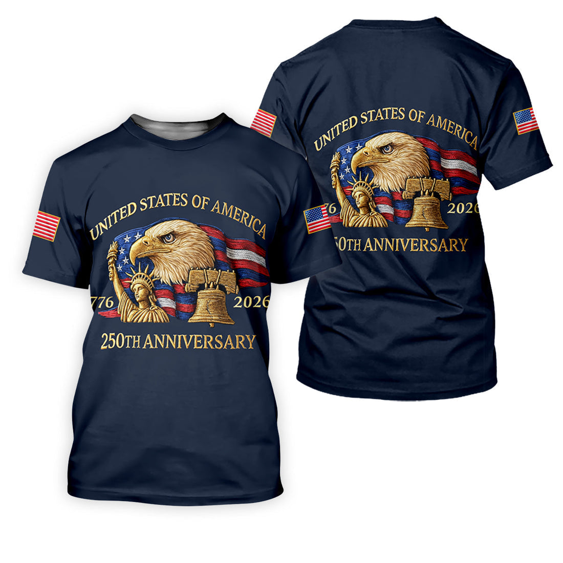 US America 250th Anniversary Patriot Eagle Embroidery Effect Women's Golf Tops, Patriotic Golf Shirt