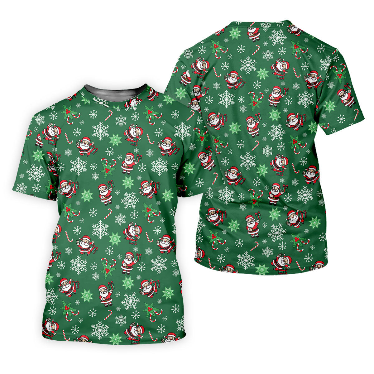 Santa Claus Pattern Christmas Green Golf Tops For Men, Christmas Golf Shirt, Polo ShirtFor Men