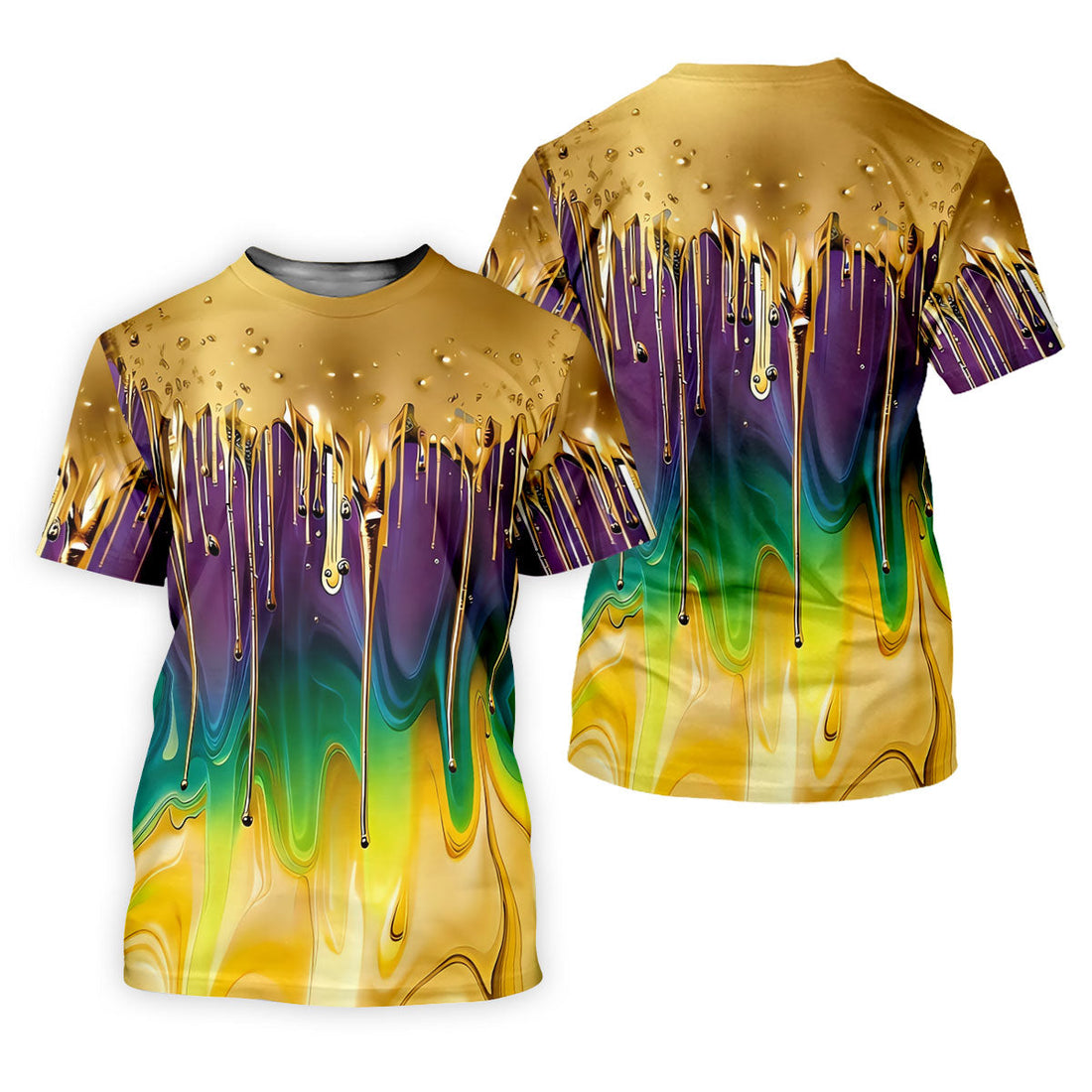 Purple Green Gold Dripping Effect Mardi Gras Golf Shirt, Women's Golf Shirts, Ladies Golf Polos