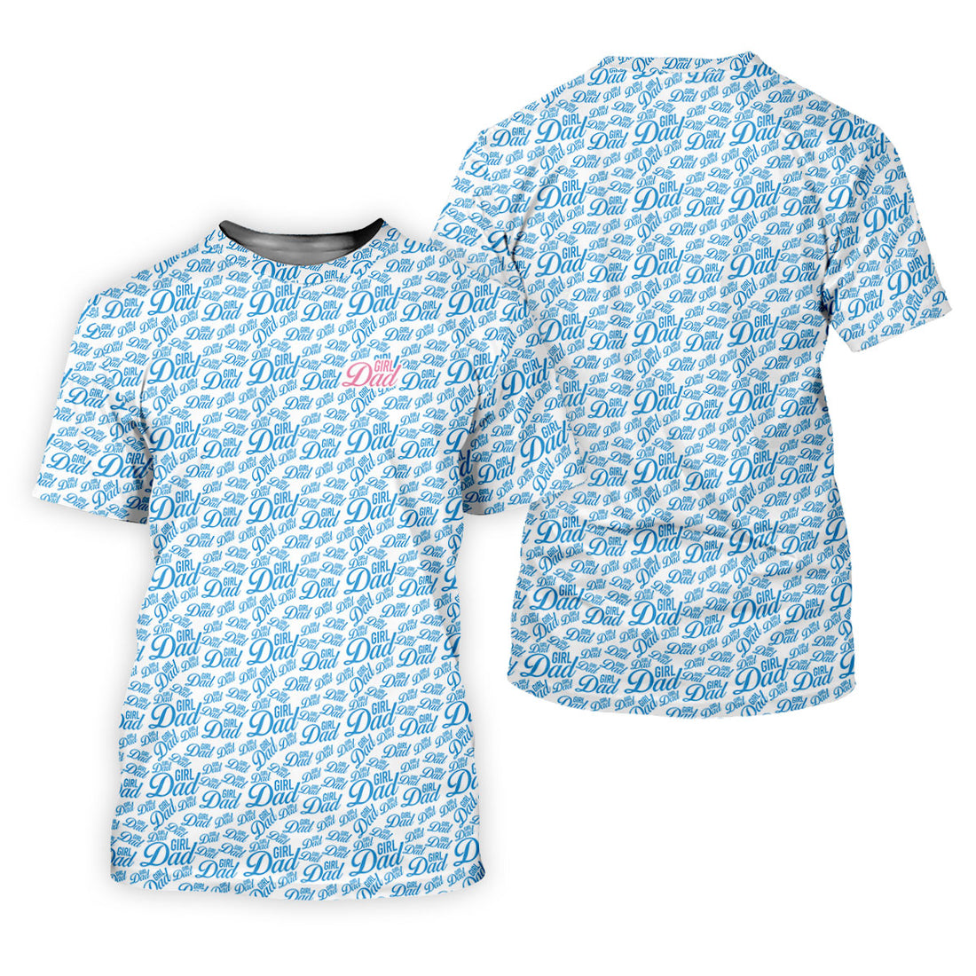 Blue Girl Dad All Over Print Golf Polo Shirt, Printed Golf Shirts, Golf Apparel For Men