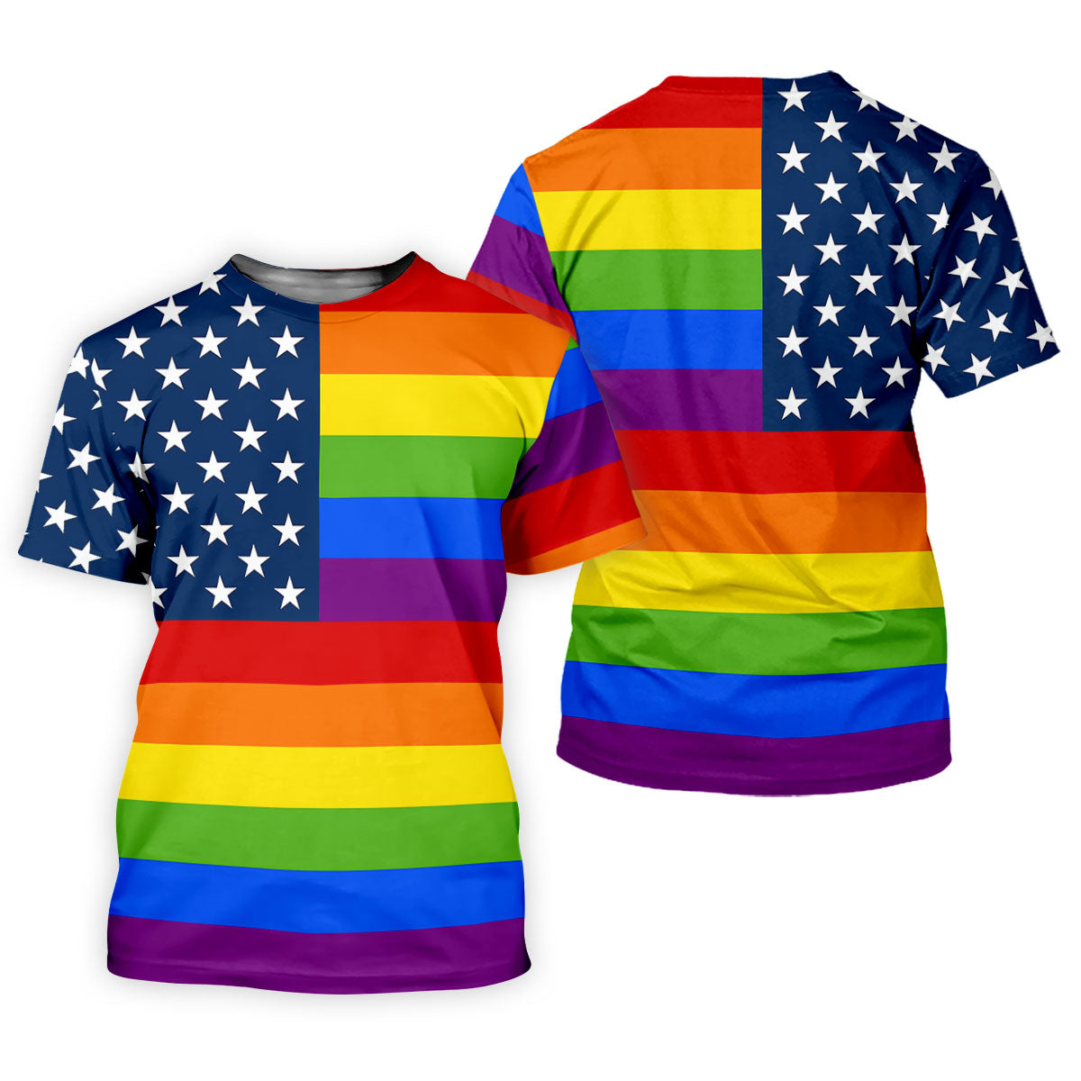 Gay Pride American Flag Golf Tops For Men, Pride Month Golf Shirts For Men
