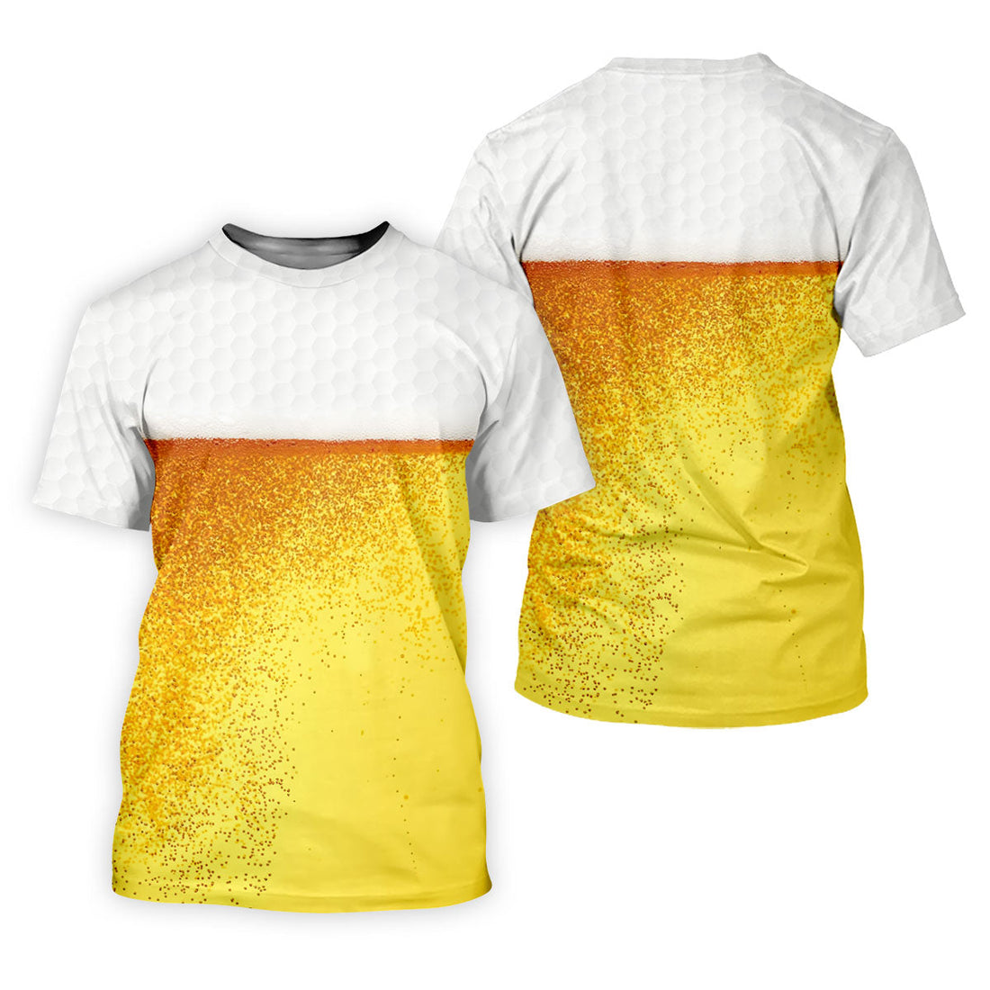 Cold Beer Print Golf Shirt, Beer Glass Pattern Design, Golf Shirts For Men