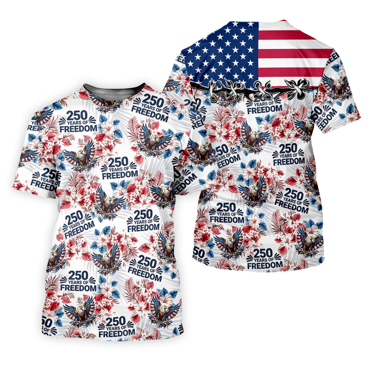 America 250 Years Of Freedom Tropical Vibe Patriotic Golf Shirt, 4th Of July Golf Shirt, Golf Shirts For Men