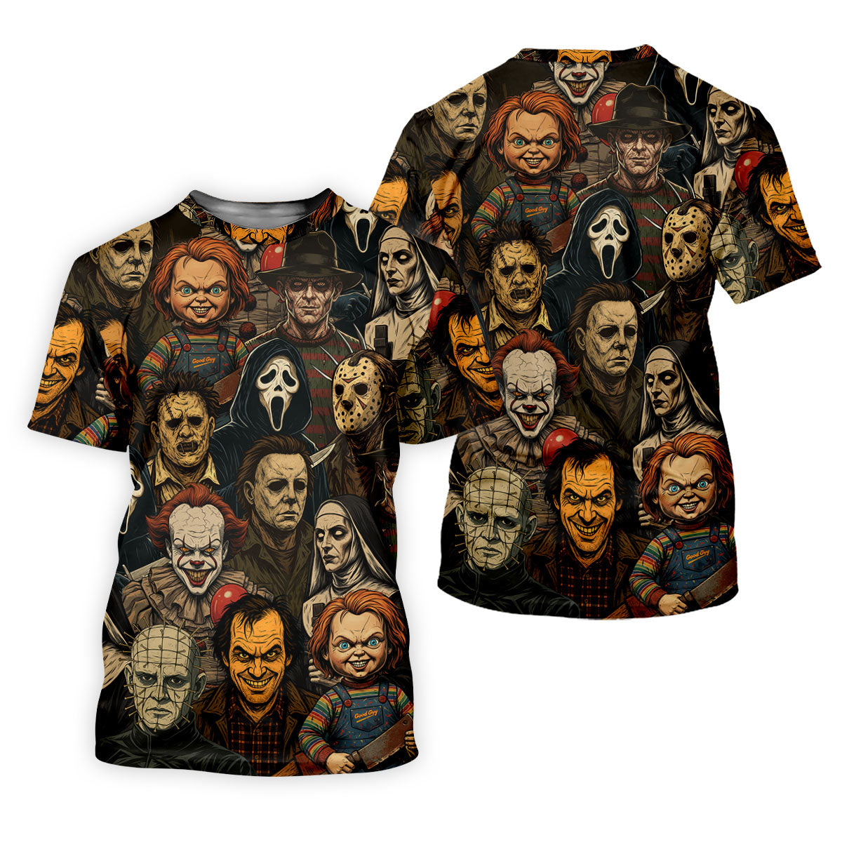 Horror Halloween Character Halloween Men's Polo Shirt Horror Movie Shirt, Mens Golf Shirts, Halloween Golf Shirt