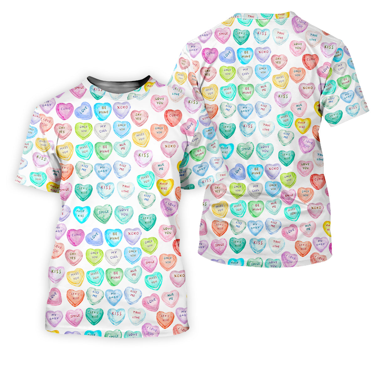 Sweet Words Watercolor Heart Golf Tops For Men, Valentines Golf Gift, Polo ShirtFor Men