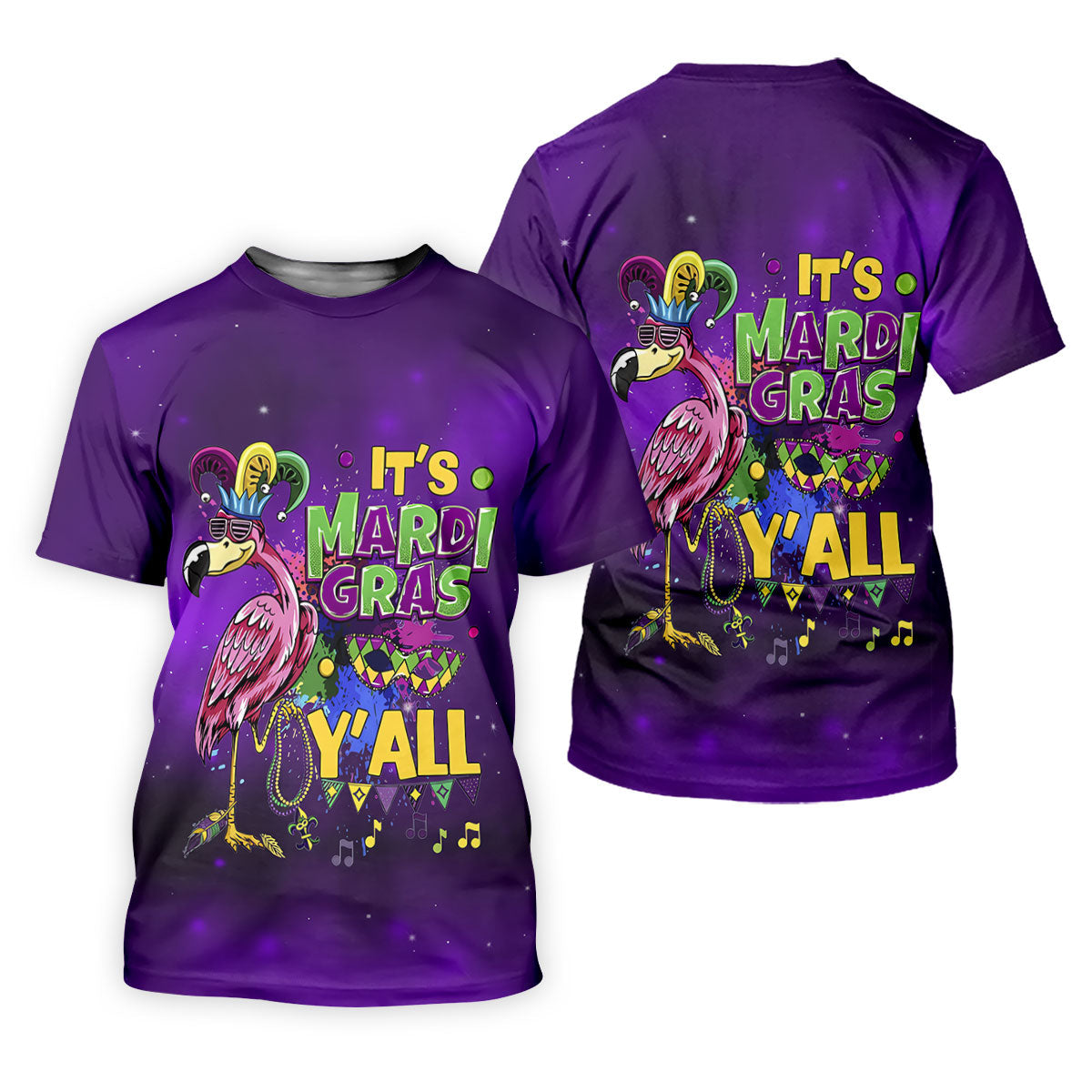 It's Mardi Gras Y'All Funny Flamingo Purple Golf Shirt, Polo ShirtFor Men, Golf Shirts For Men