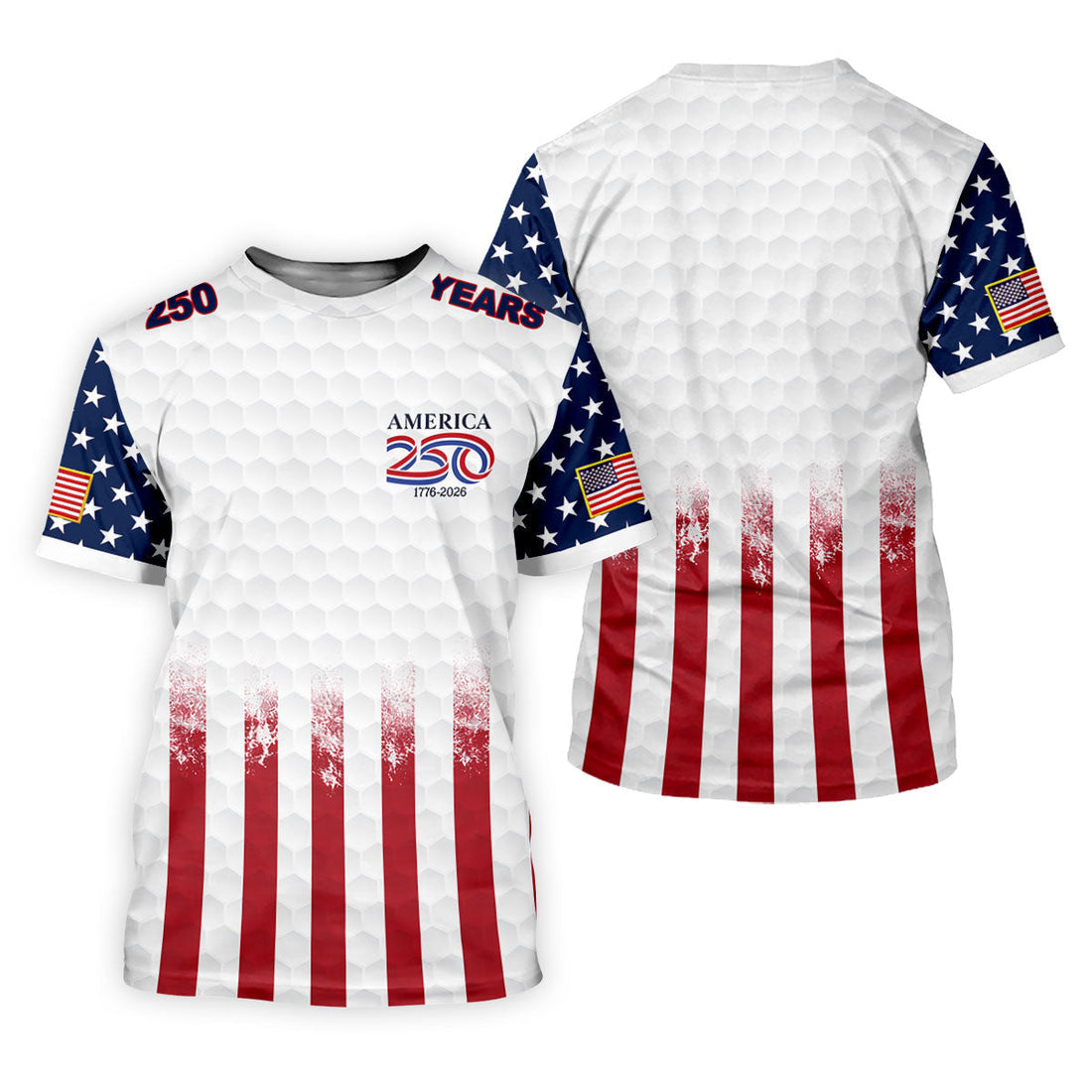 250 Years America Golf Ball Pattern 4th Of July Golf Shirt, Patriotic Golf Shirt, Golf Shirts For Men