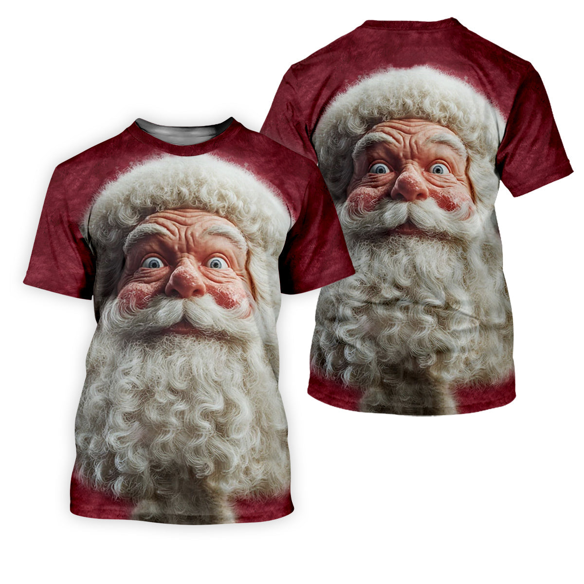 Santa Claus Face Funny Holiday Vintage Print Men's Golf Polo Shirtristmas Golf Shirt, Golf Gift For Men