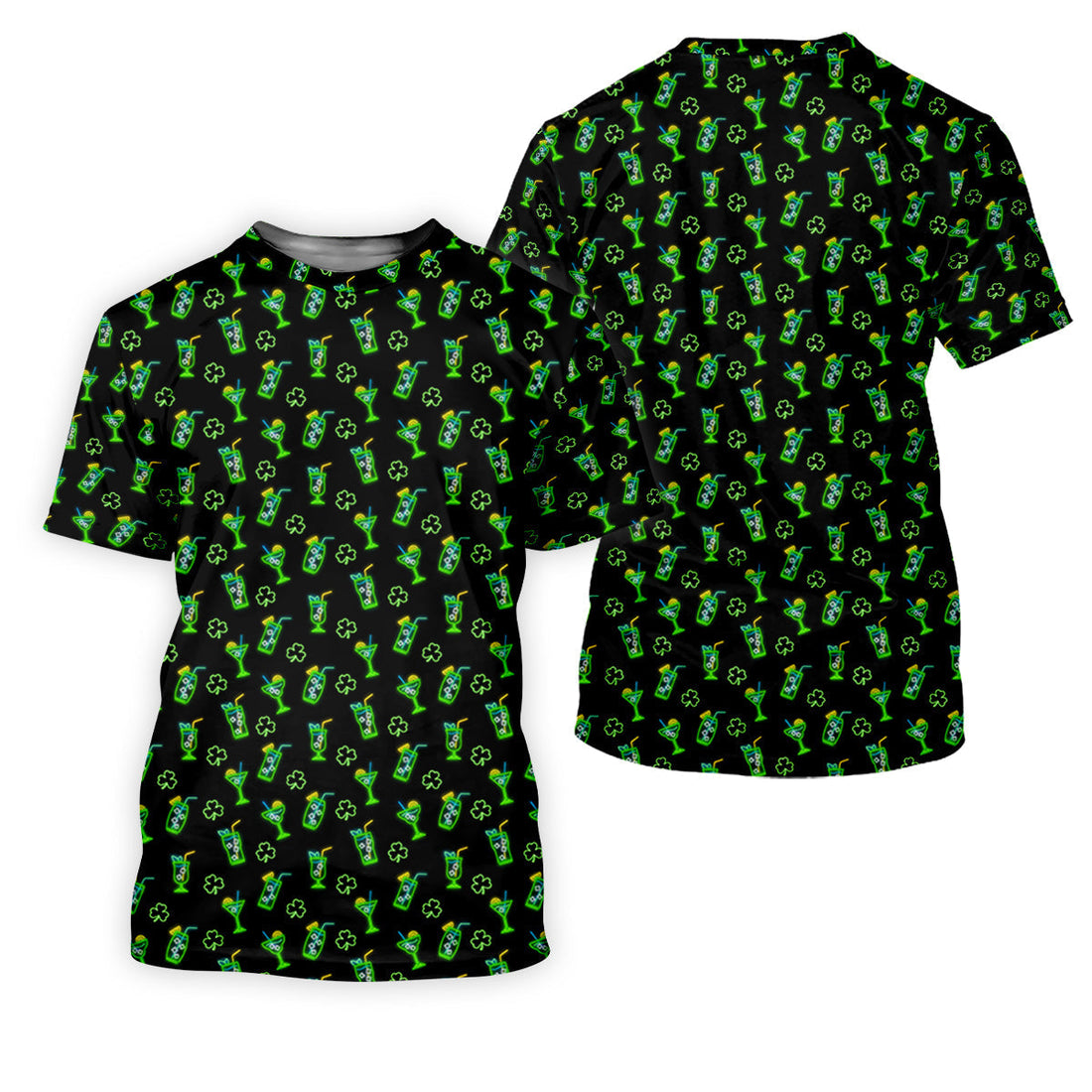 Neon Green Cocktails Three Leaf Clover St Patrick's Day Golf Shirt, Women's Golf Tops, Ladies Golf Shirts
