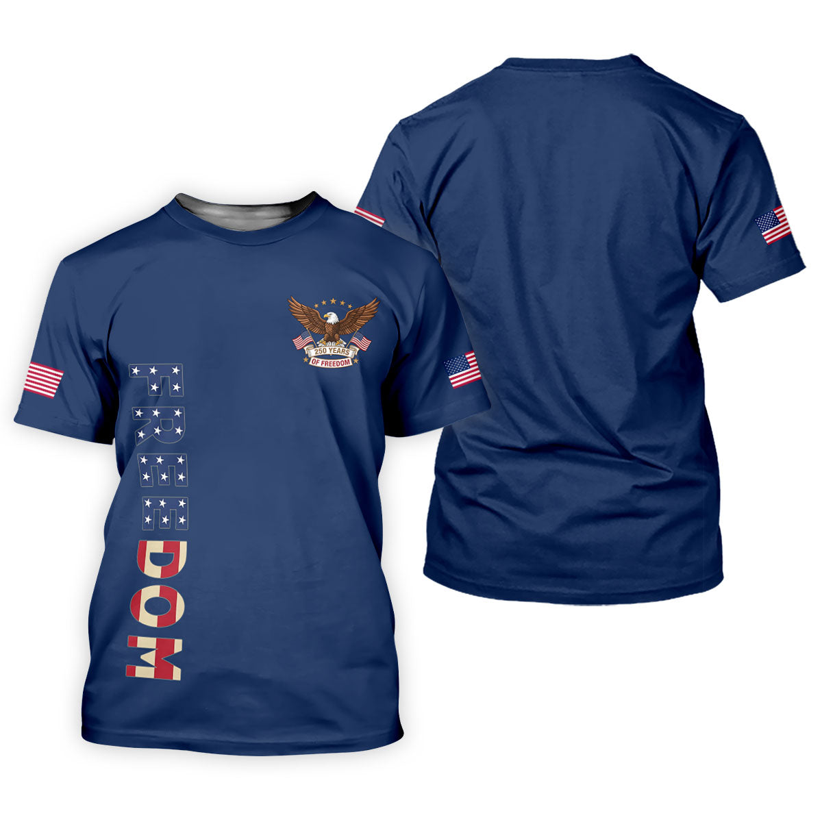 250 Years Of Freedom US Flag Logo Navy Golf Shirt, Patriotic 4th Of July Golf Shirt For Women