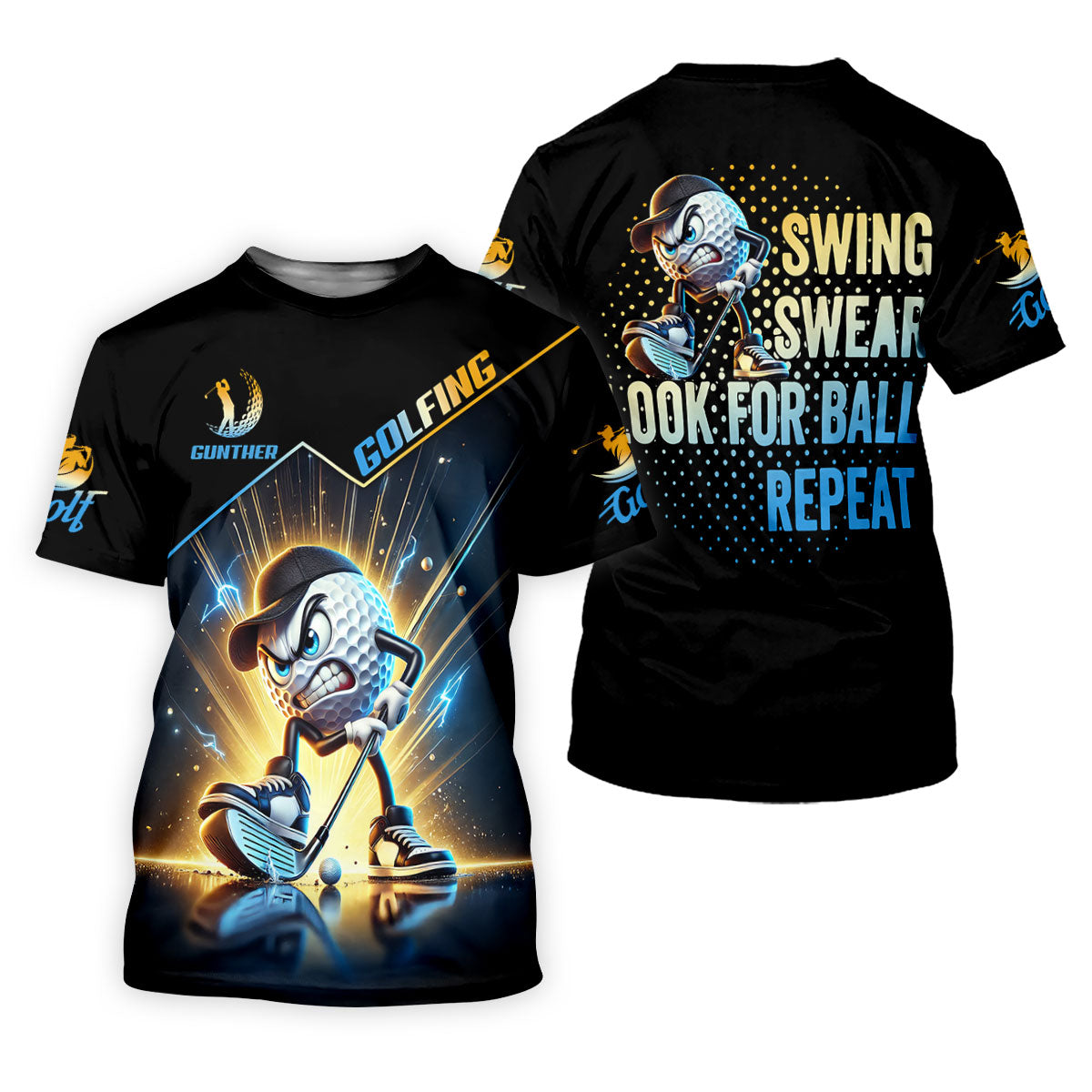 Swing Swear Look For Ball Repeat Fun Golf Shirt, Golf Shirts For Men, Golf Gift For Men