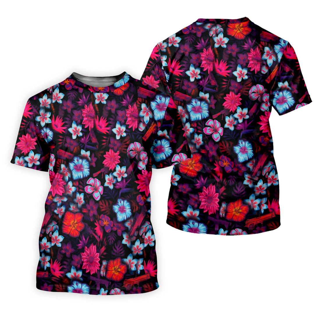 Colorful Hibiscus Tropical Floral Hawaiian Golf Shirt, Summer Vibe Golf Shirts For Men