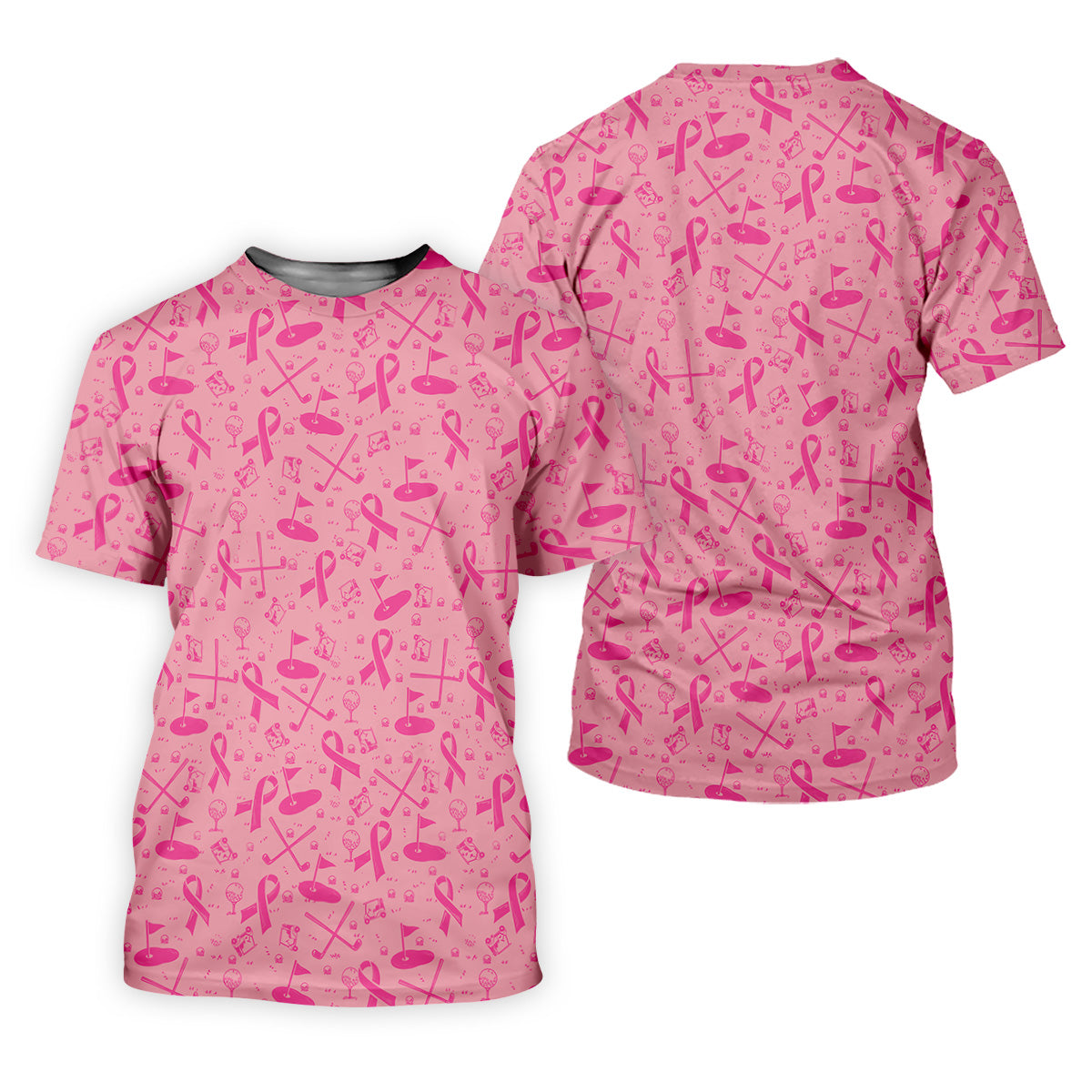Awareness Ribbon Light Pink Golf Shirt, Cancer Awareness Shirt, Polo ShirtFor Men