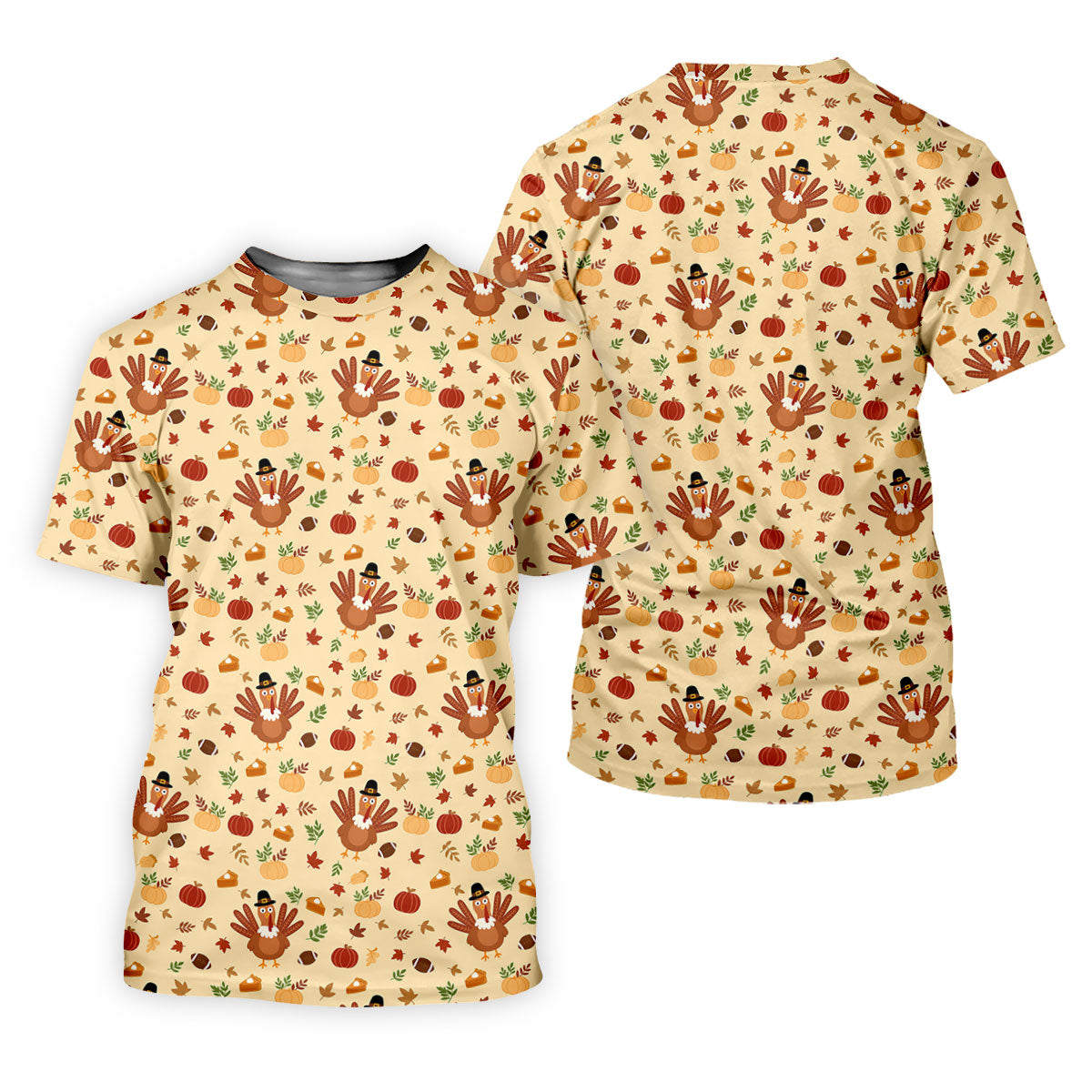 Turkey Pumpkin Thanksgiving Golf Tops For Men, Yellow Golf Shirt, Fun Golf Shirts For Men, Polo For Men