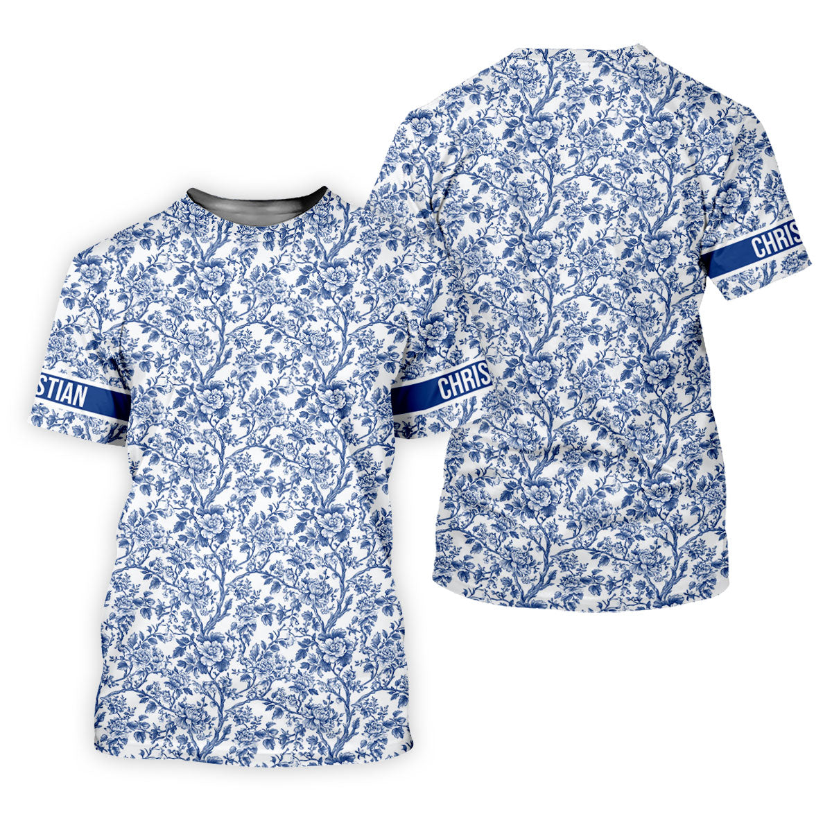 Toile De Jouy Blue Golf Shirt, Golf Tops For Men, Polo ShirtFor Men, Golf Gift For Men, Golf Shirts For Men