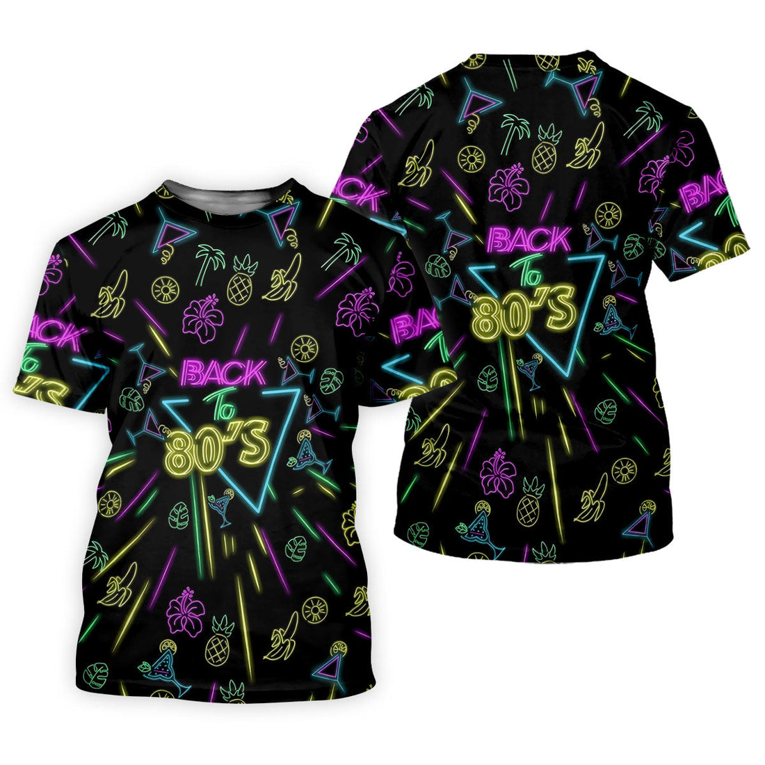 Back To 80's Neon Pattern Hawaiian Golf Shirt, Tropical Vibe Golf Shirt For Women