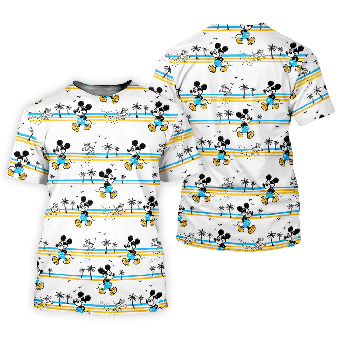 Retro Beach Stripe Cartoon Golf Polo Shirt, Women's Golf Tops, Ladies Golf Tops