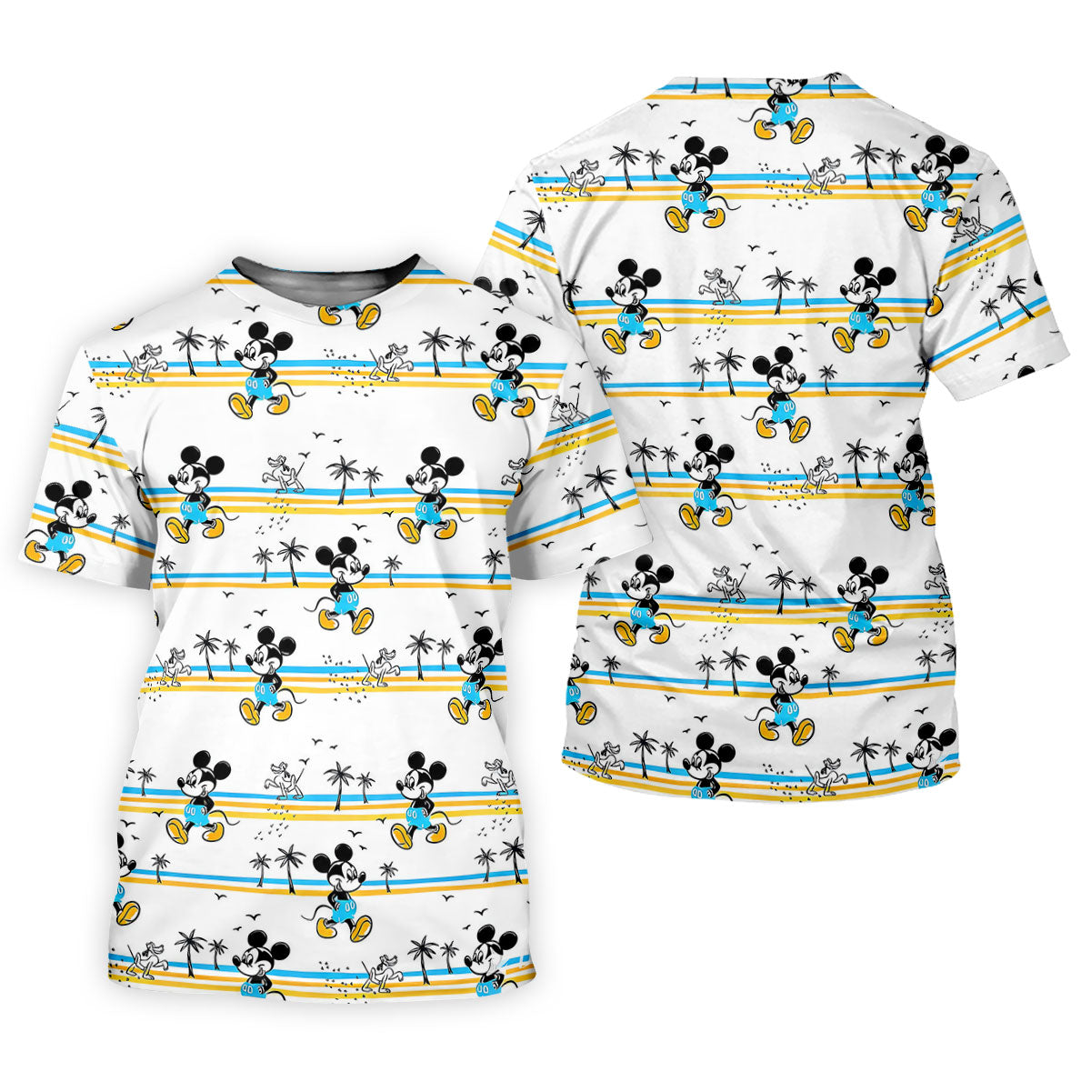 Retro Beach Stripe Cartoon Golf Polo Shirt, Women's Golf Tops, Ladies Golf Tops