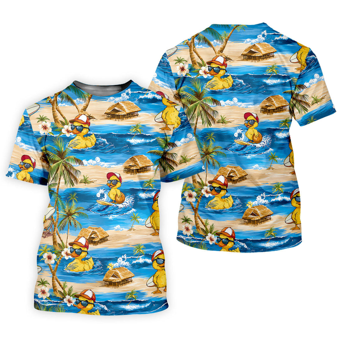 Cool Duck Hawaiian Golf Shirt, Surfing Duck Beach Men's Golf Polo, Polo Shirts For Men