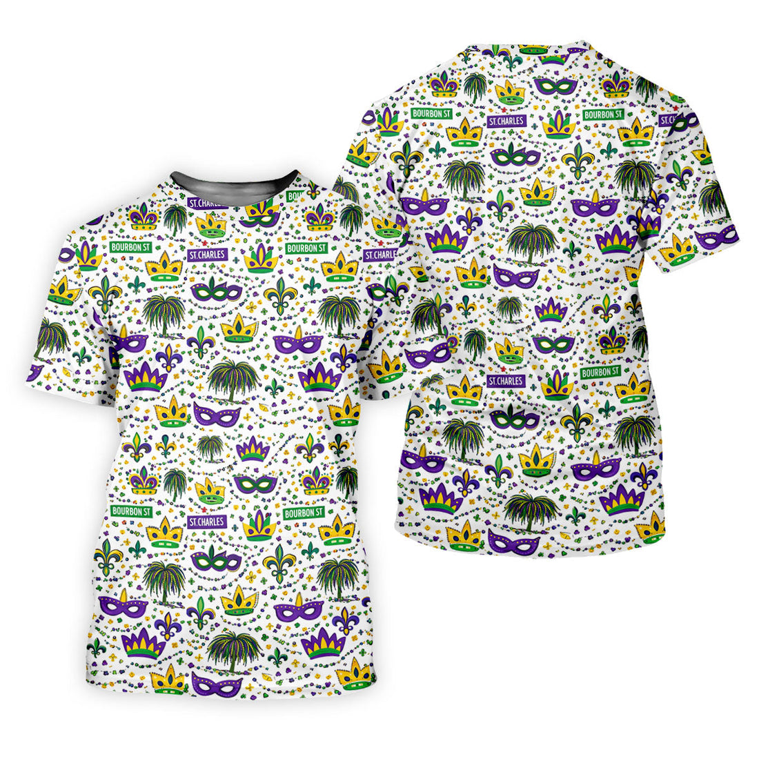 Crown Mask Fleur De Lis Mardi Gras Golf Shirt, Golf Tops For Men, Polo ShirtFor Men, Golf Shirts For Men