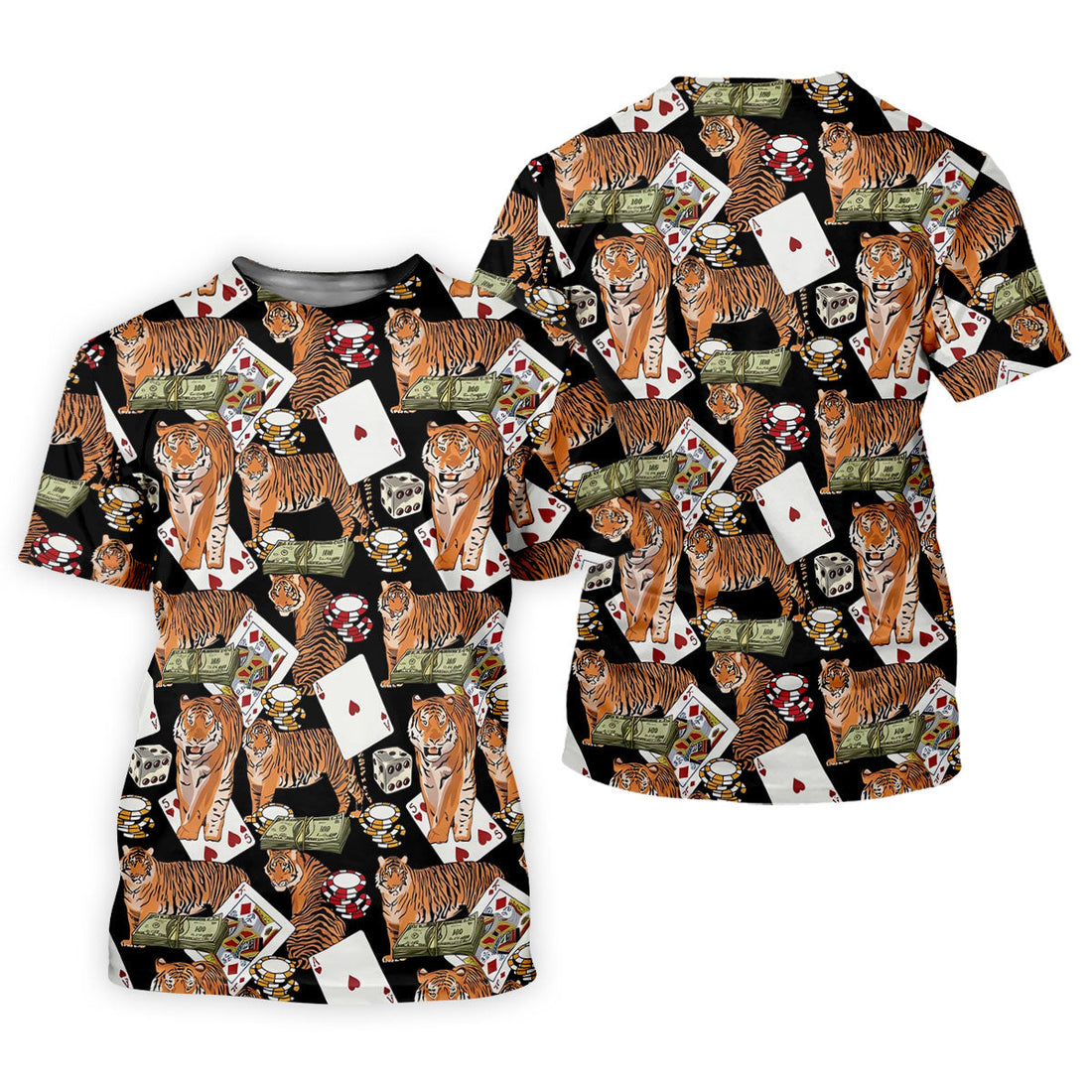 Money Tiger Poker Dice Chips And Cards Hawaiian Golf Shirt, Golf Shirt For Women