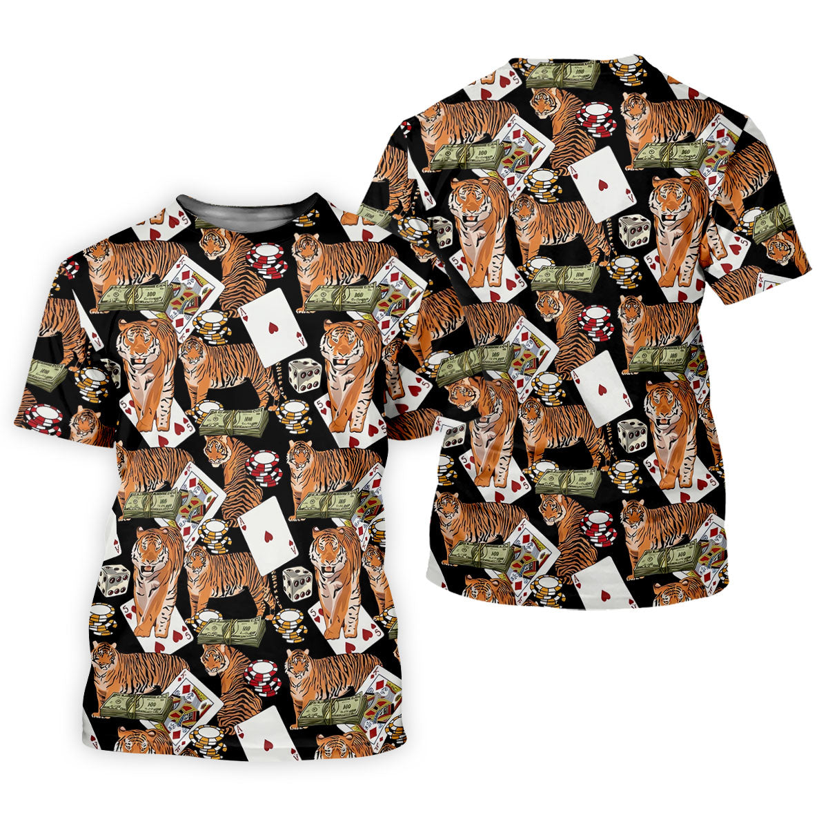 Money Tiger Poker Dice Chips And Cards Hawaiian Golf Shirt, Golf Shirt For Women