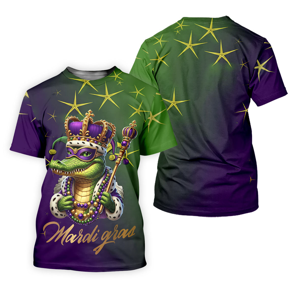 Mardi Gras Aligator Crown Mask Purple Green Gold Golf Tops For Men, Polo ShirtFor Men, Golf Shirts For Men