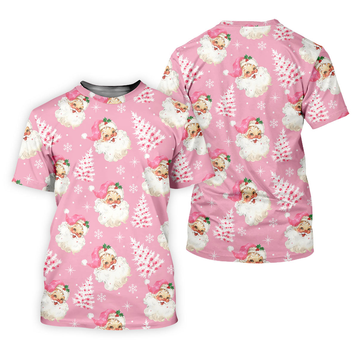 Pink Santa Claus Christmas Golf Shirt, Cute Golf Outfit, Women's Golf Tops, Golf Gift For Ladies