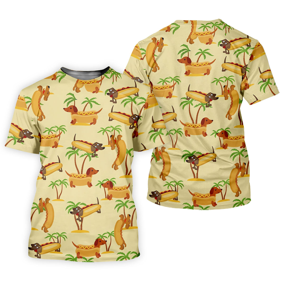 Funny Hot Dog Dachshund Tropical Hawaiian Golf Shirt, Golf Polo For Women, Printed Golf Shirt
