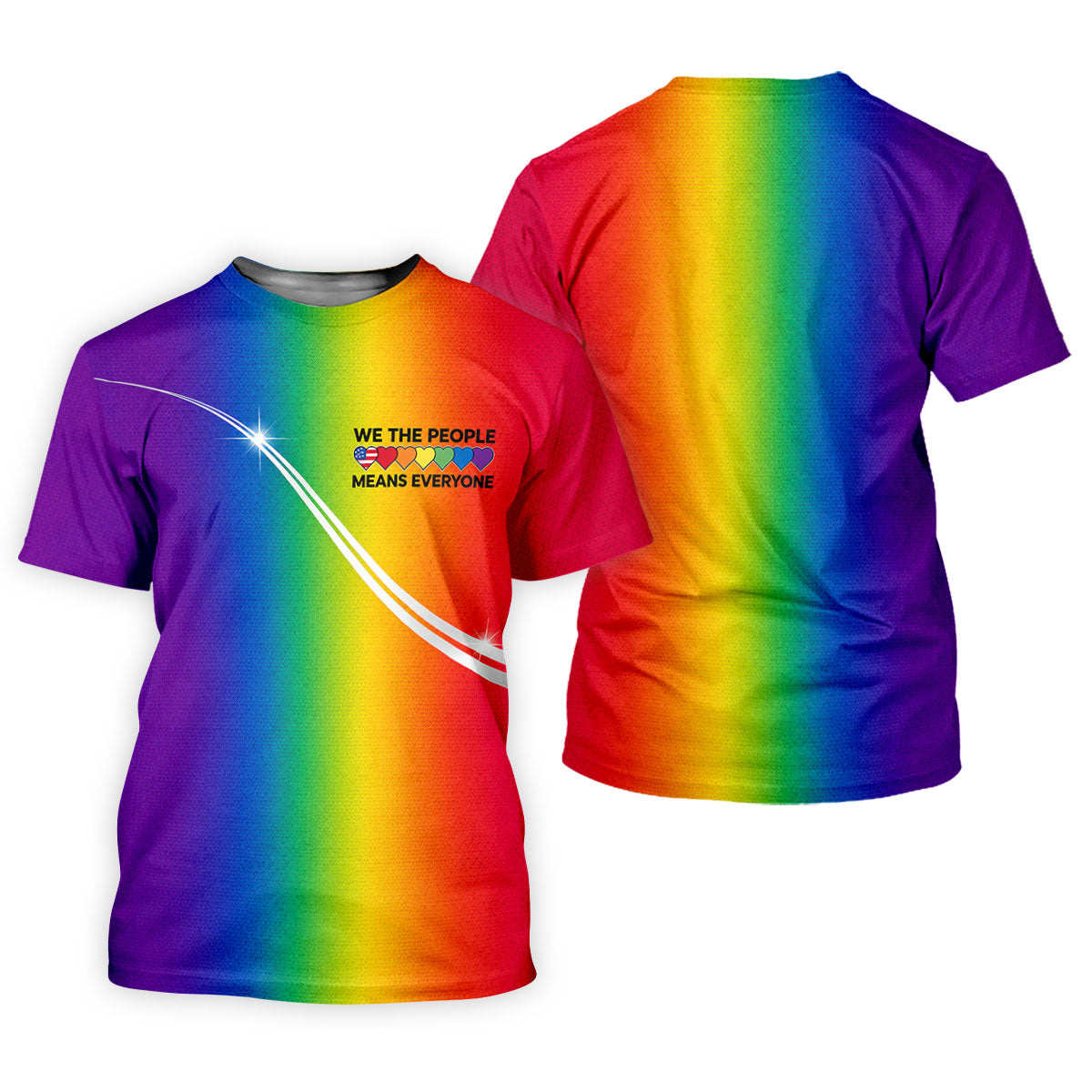 We The People Means Everyone LGBT Rainbow Gradient Golf Tops For Men, Pride Month Golf Shirts For Men