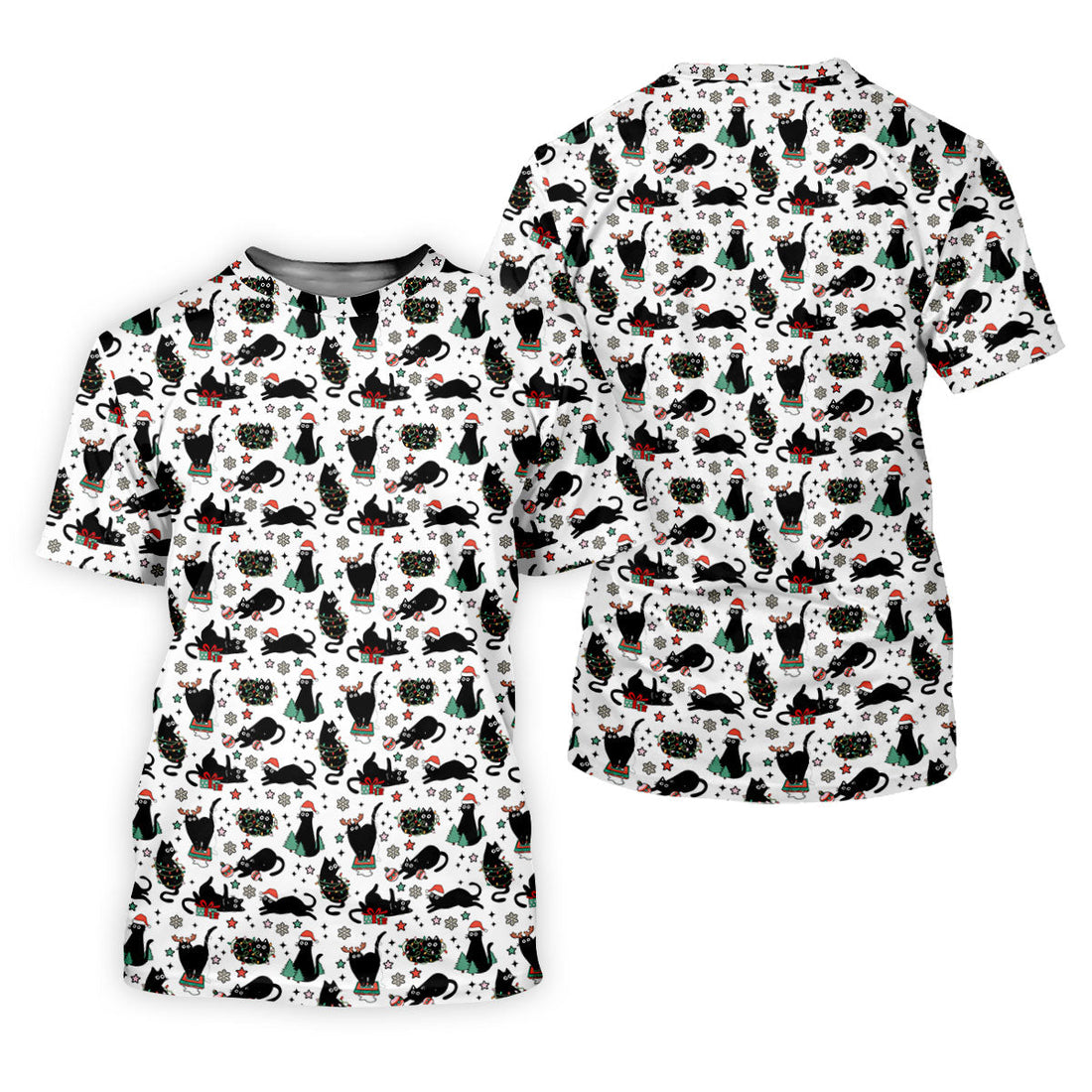 Xmas Black Cat Women's Golf Shirts, Ladies Golf Tops, Golf Gifts For Women, Christmas Golf Shirt