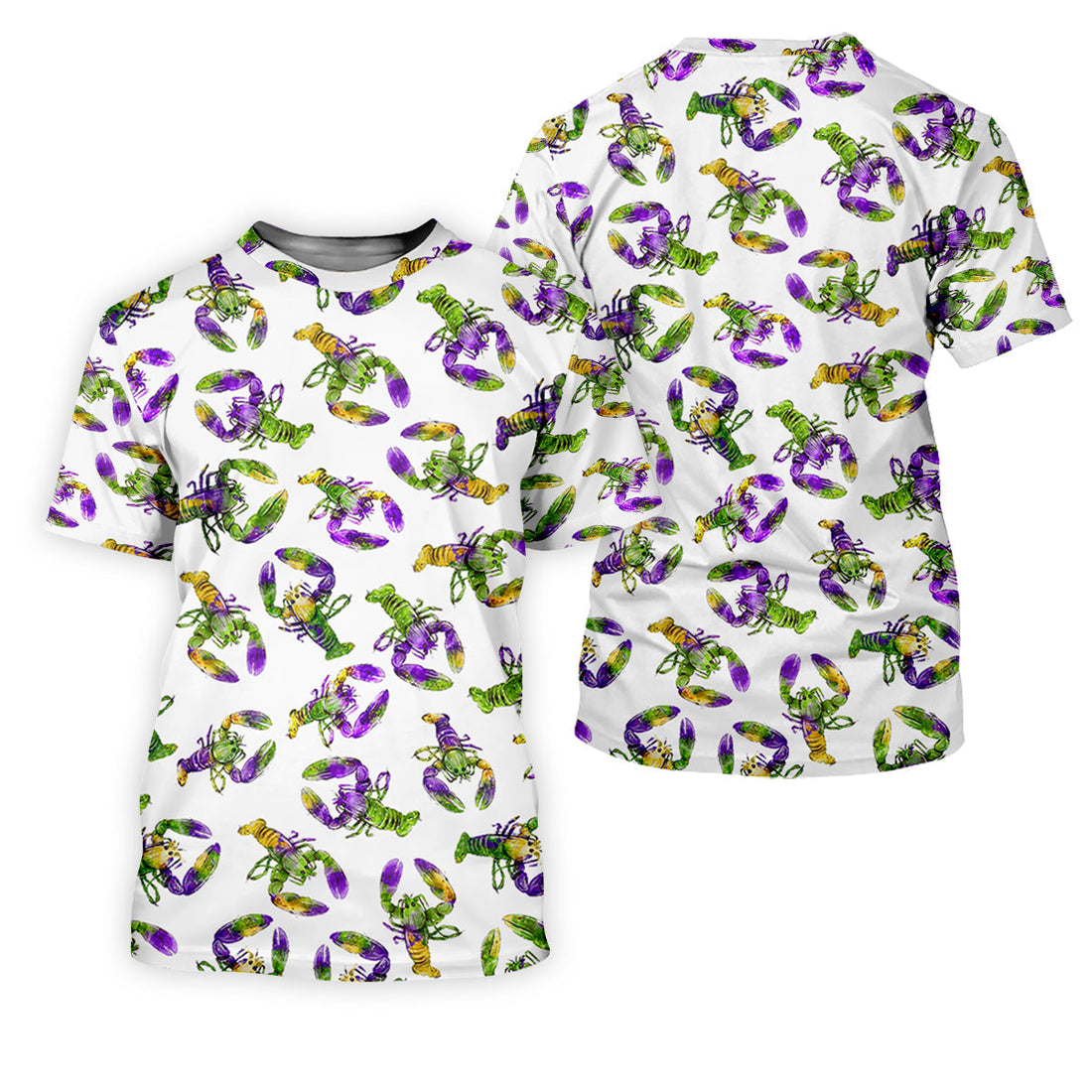 Purple Green Gold Crawfish Pattern Mardi Gras Golf Shirt, Women's Golf Tops, Ladies Golf Polos