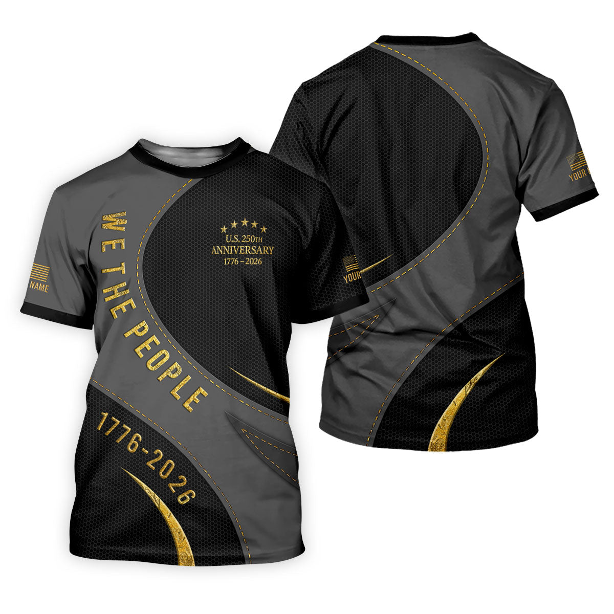 We The People US 250th Anniversary Black And Gold Patriotic Golf Shirt, 4th Of July Golf Shirt For Women