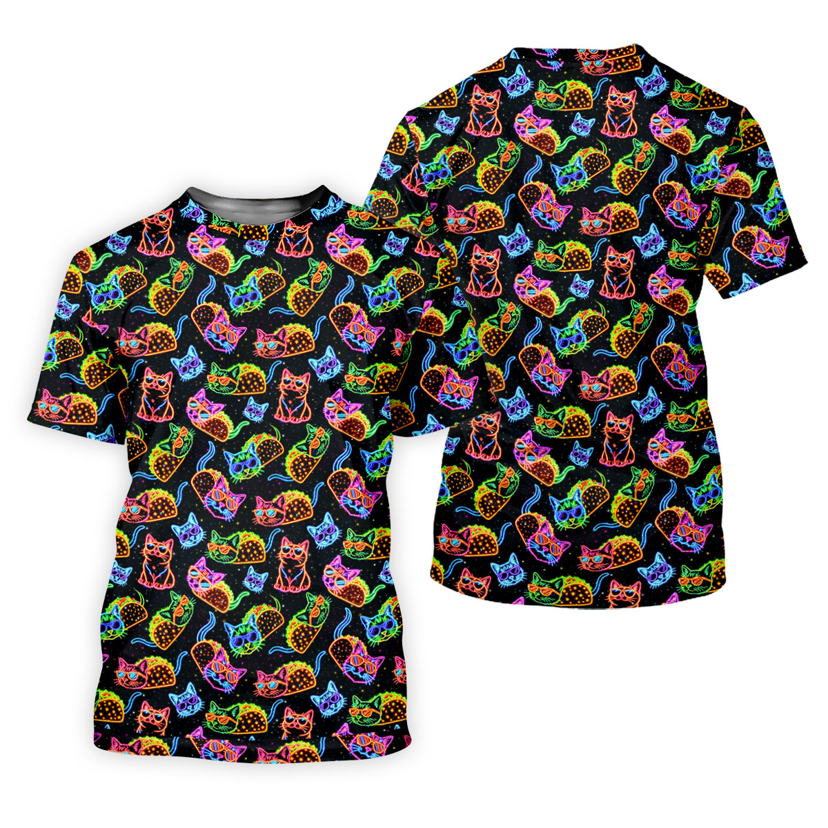 Neon Cats Tropical Vibe Women's Golf Tops, Cute Golf Outfit, Ladies Golf Shirts, Golf Shirt For Women