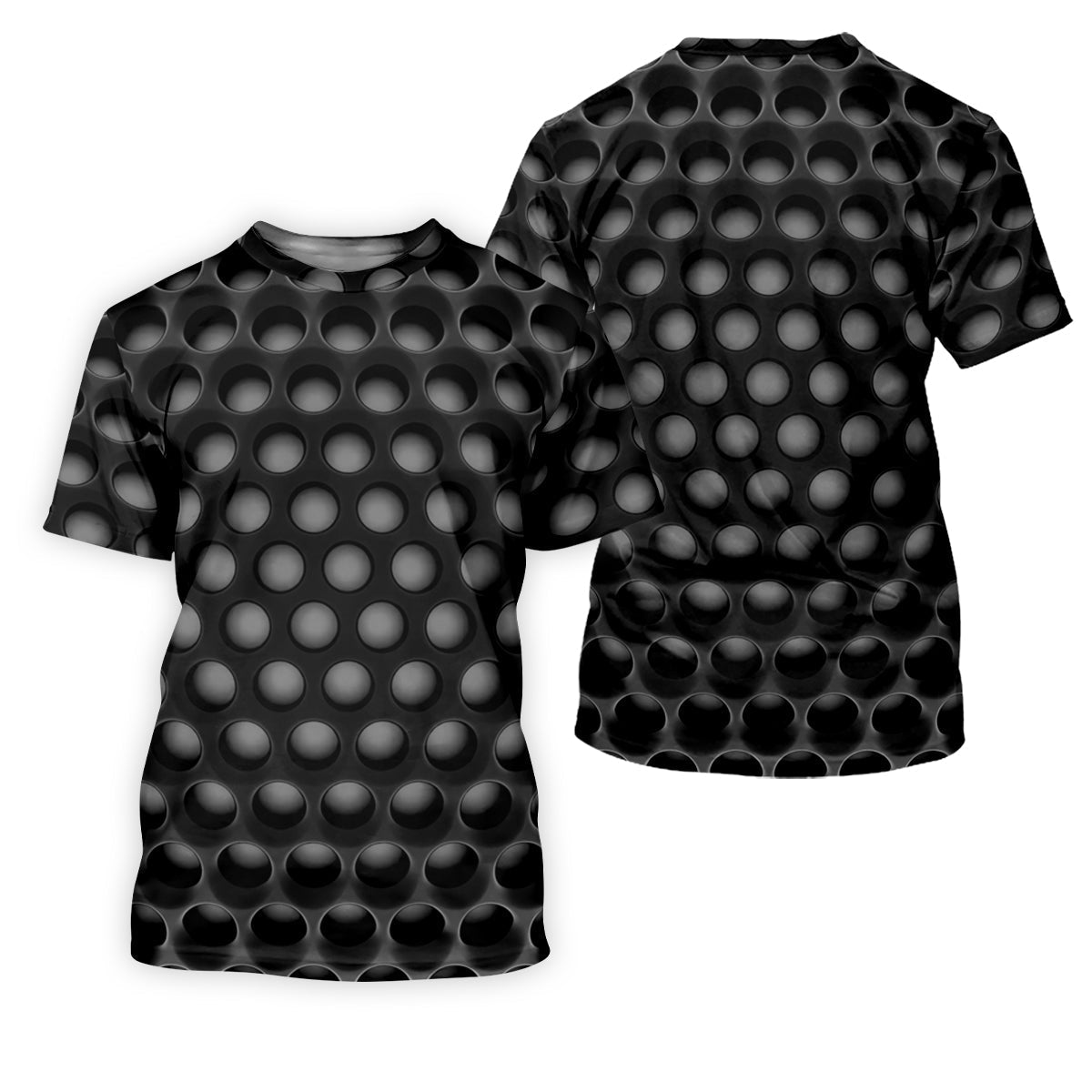 3D Effect Circular Pattern Black Golf Shirt, Cool Golf Outfit, Women Golf Top, Ladies Golf Shirts