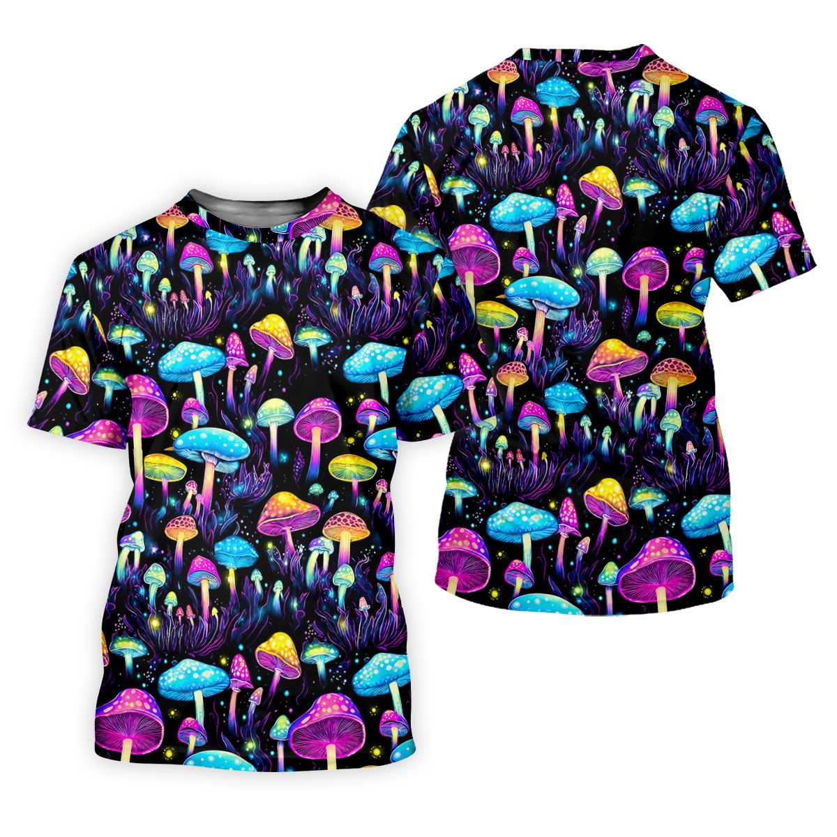 Colorful Neon Mushroom Fantasy Forest Golf Shirt, Women’s Golf Polo, Golf Tops For Women, Printed Golf Shirt