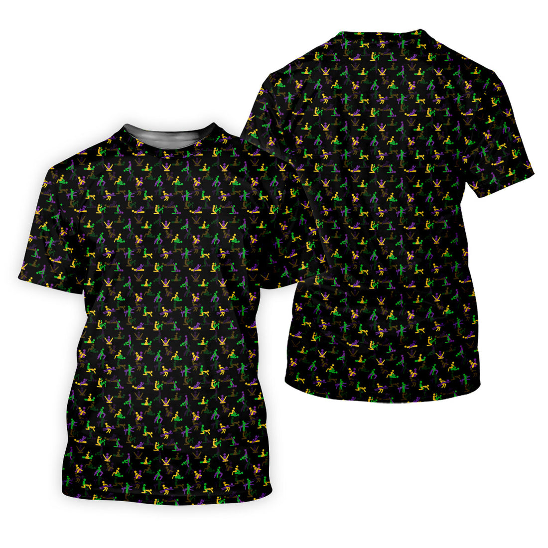 Naughty Position Stick Figure Couple Mardi Gras Black Golf Shirt, Polo ShirtFor Men, Golf Shirts For Men