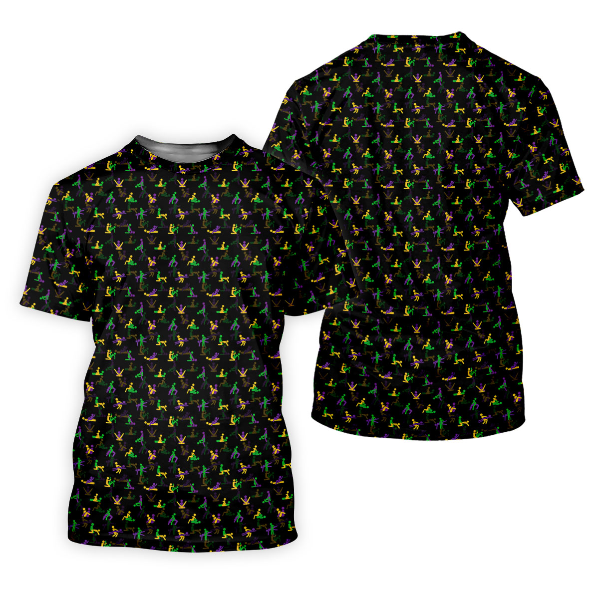 Naughty Position Stick Figure Couple Mardi Gras Black Golf Shirt, Polo ShirtFor Men, Golf Shirts For Men