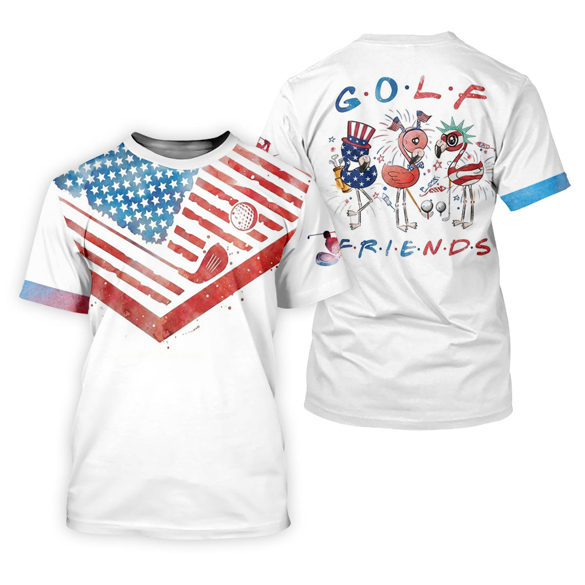 Vintage American Flag Golf Polo Shirt, Ladies Golf Shirts, Golf Polo For Women