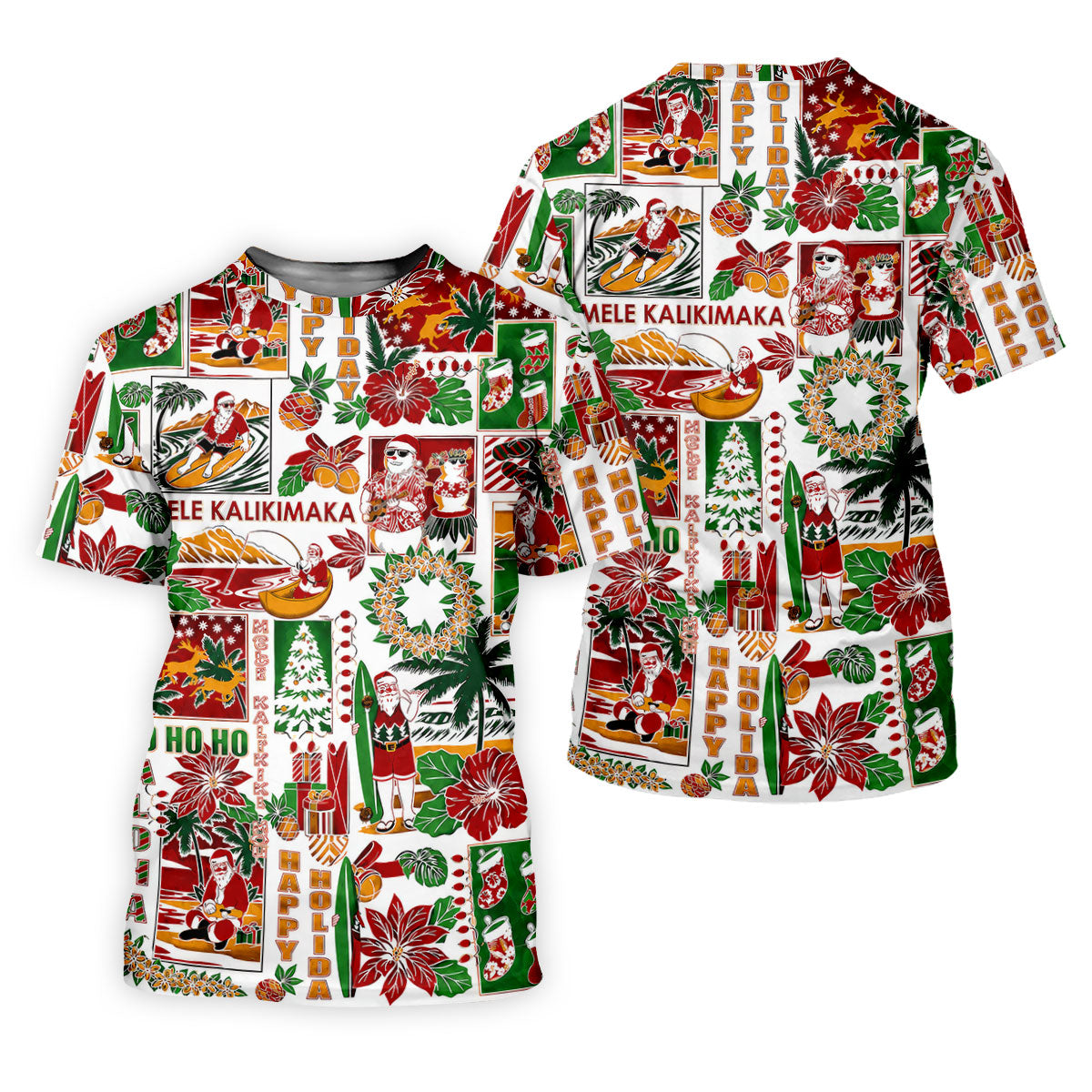 Women's Mele Kalikimaka Hawaiian Christmas Golf Shirt, Tropical Santa Holiday Golf Shirt, Women’s Golf Polo
