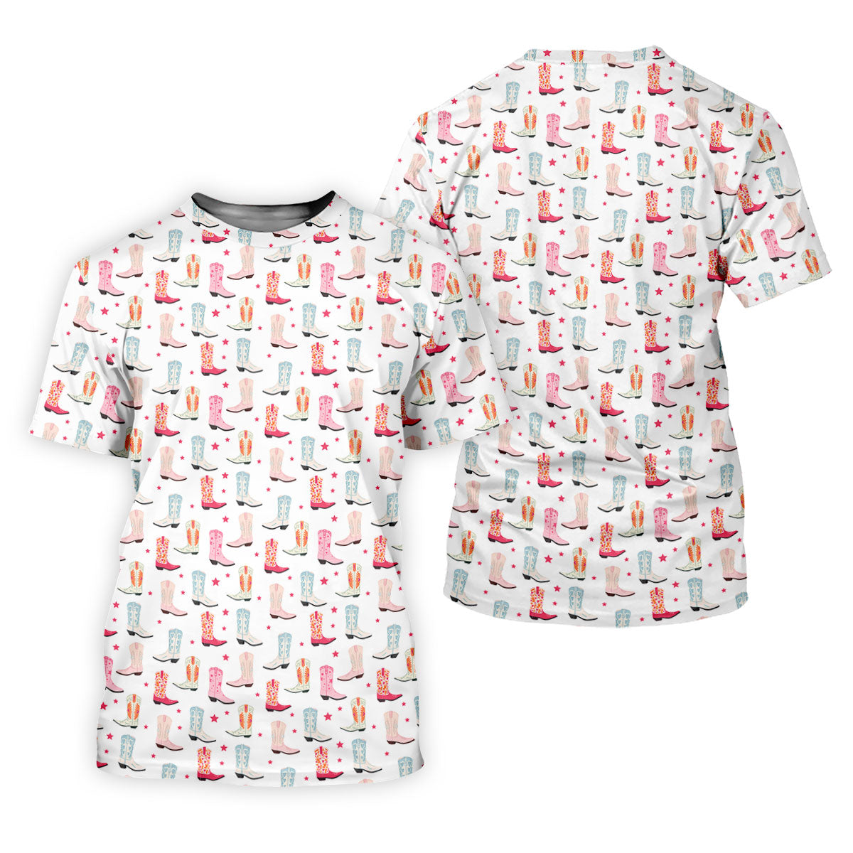 Western Boot Pattern Pastel Shades Retro Golf Shirt, Polo Shirtor Men, Golf Shirts For Men