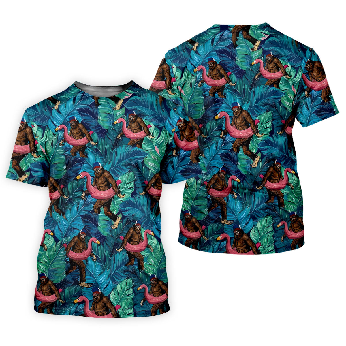 Bigfoot Flamingo Float Tropical Golf Polo Shirt, Golf Shirts For Women, Ladies Golf Tops
