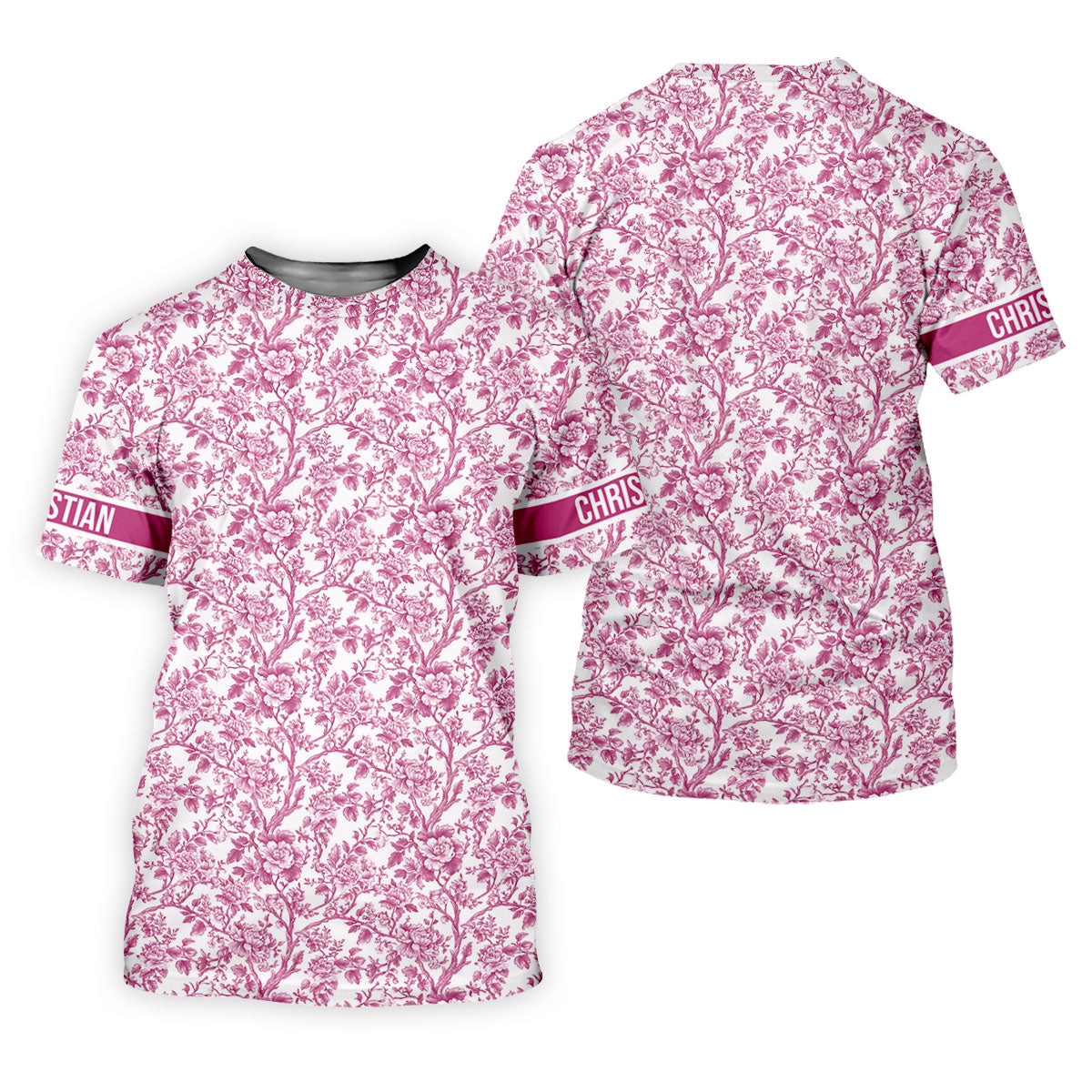 Toile De Jouy Pink Golf Shirt, Golf Tops For Men, Polo ShirtFor Men, Golf Gift For Men, Golf Shirts For Men