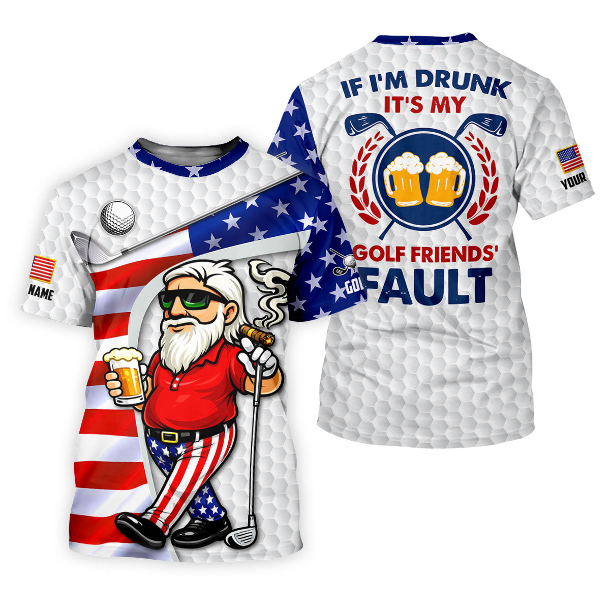 If I'm Drunk It's My Golf Friends' Fault Patriotic 4th Of July Funny Golf Shirt, 250 Years Golf Shirts For Men