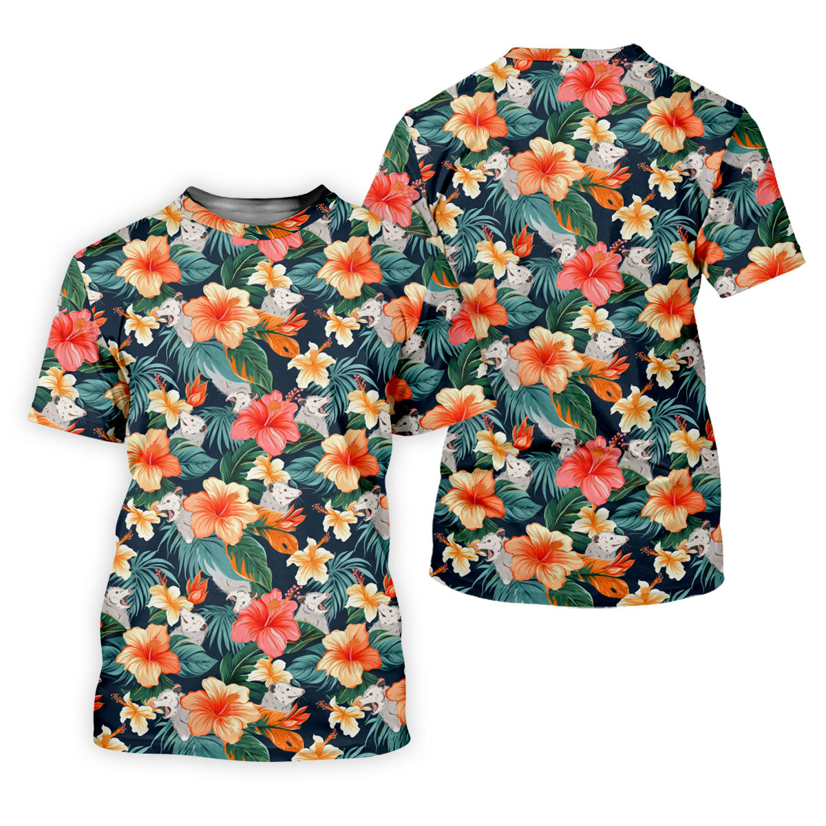 Large Hibiscus Flowers Tropical Vibe Golf Tops For Men, Hawaiian Golf Shirts, Polo Shirt Men