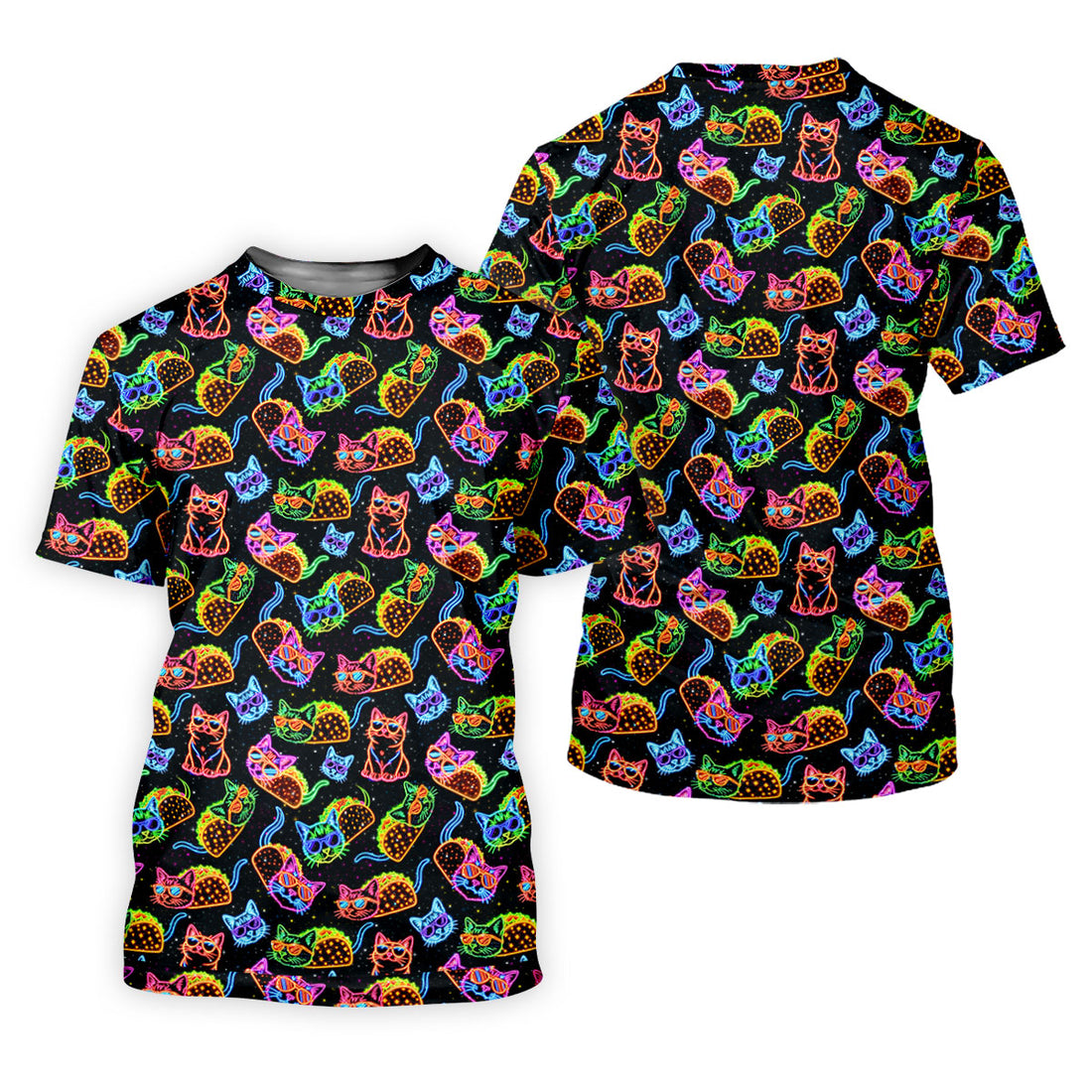 Neon Cats Tropical Vibe Golf Tops For Men, Cute Golf Outfit, Golf Shirts For Men, Polo ShirtFor Men